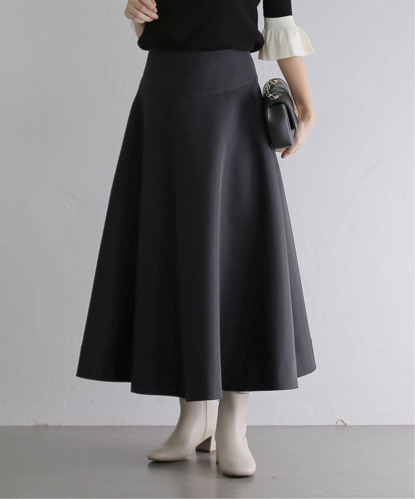 グログランフレアースカート（ロング・マキシ丈スカート）｜La  