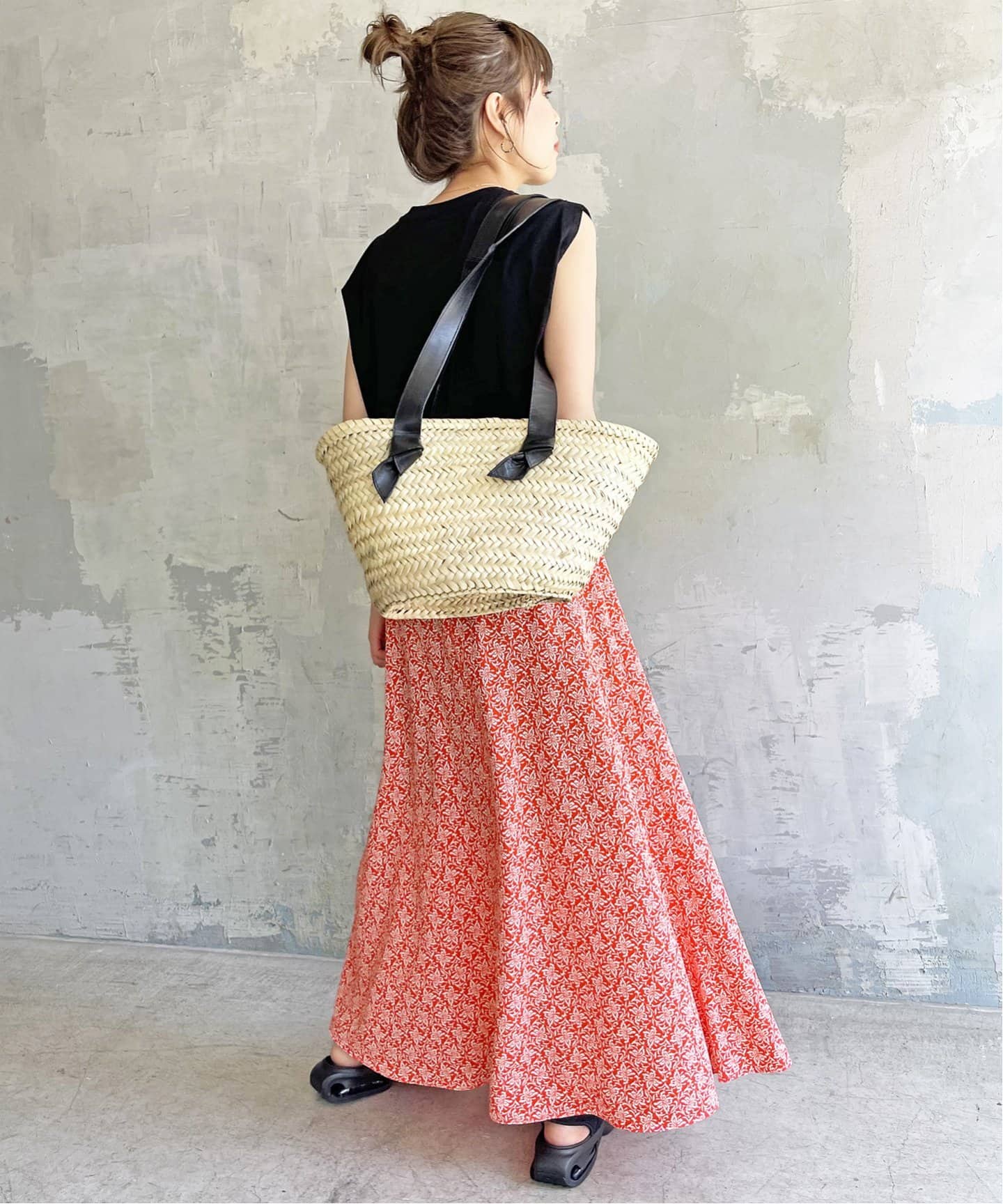 新品❤️ロゴプリント フレアスカート /オレンジ/グリーン