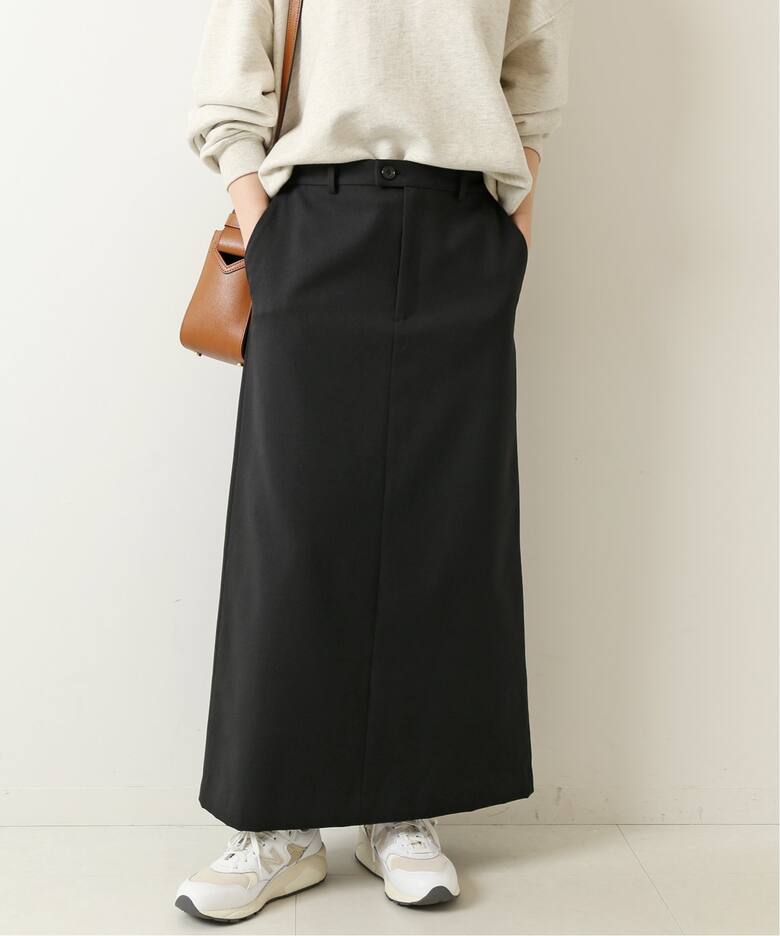 フェイクウールトラペーズスカート（ロング・マキシ丈スカート  