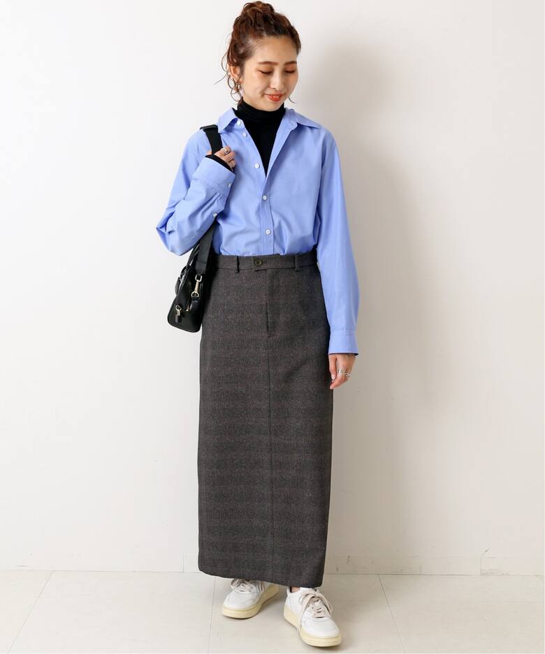 フェイクウールトラペーズスカート（ロング・マキシ丈スカート  