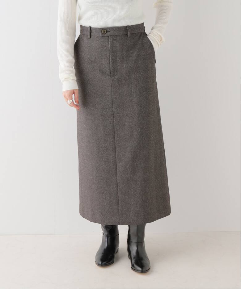 フェイクウールトラペーズスカート（ロング・マキシ丈スカート  