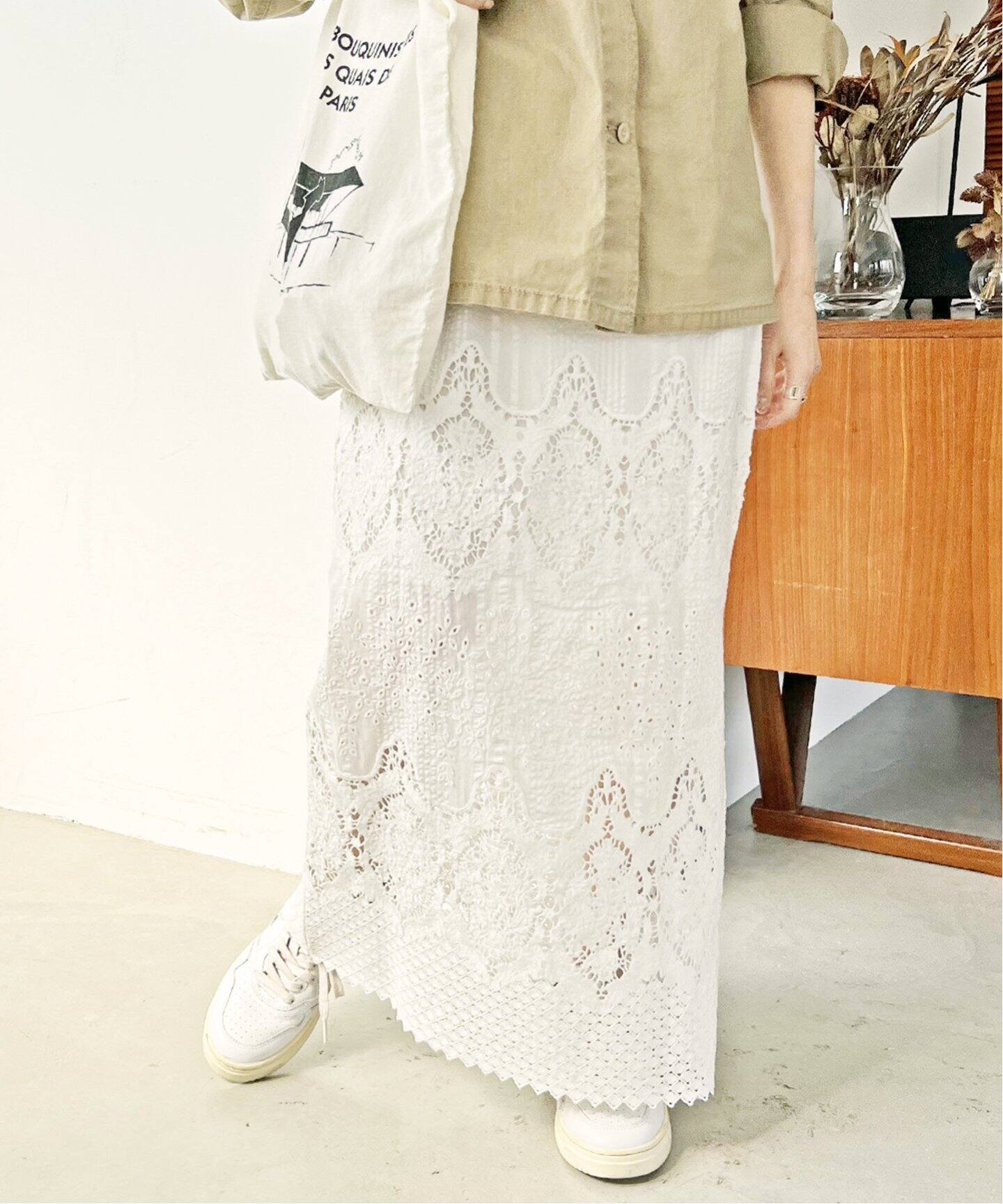 エンブロイダリーAラインスカート（ロング・マキシ丈スカート  