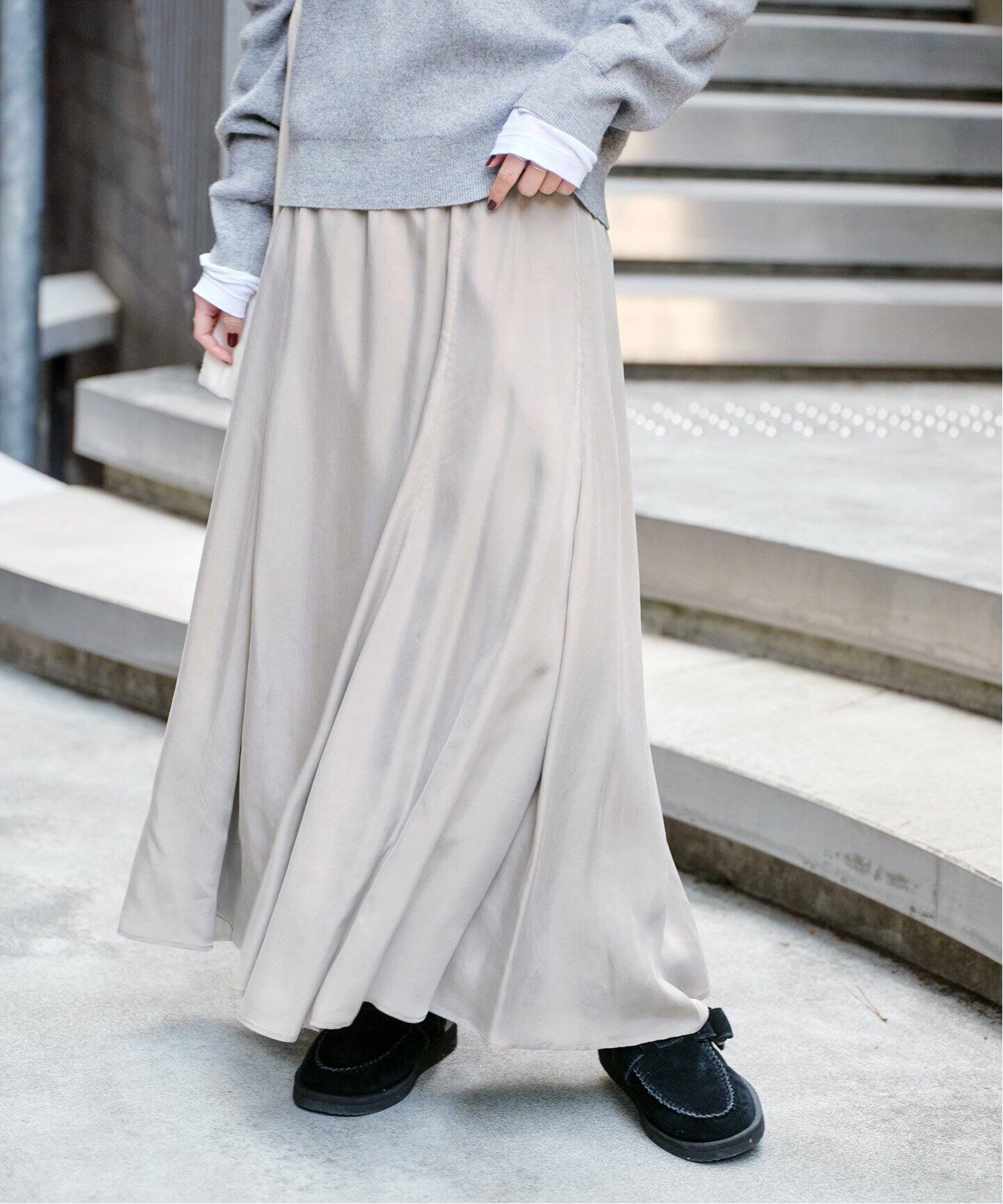 ウォッシャブルフィブリルスカート（ロング・マキシ丈スカート  