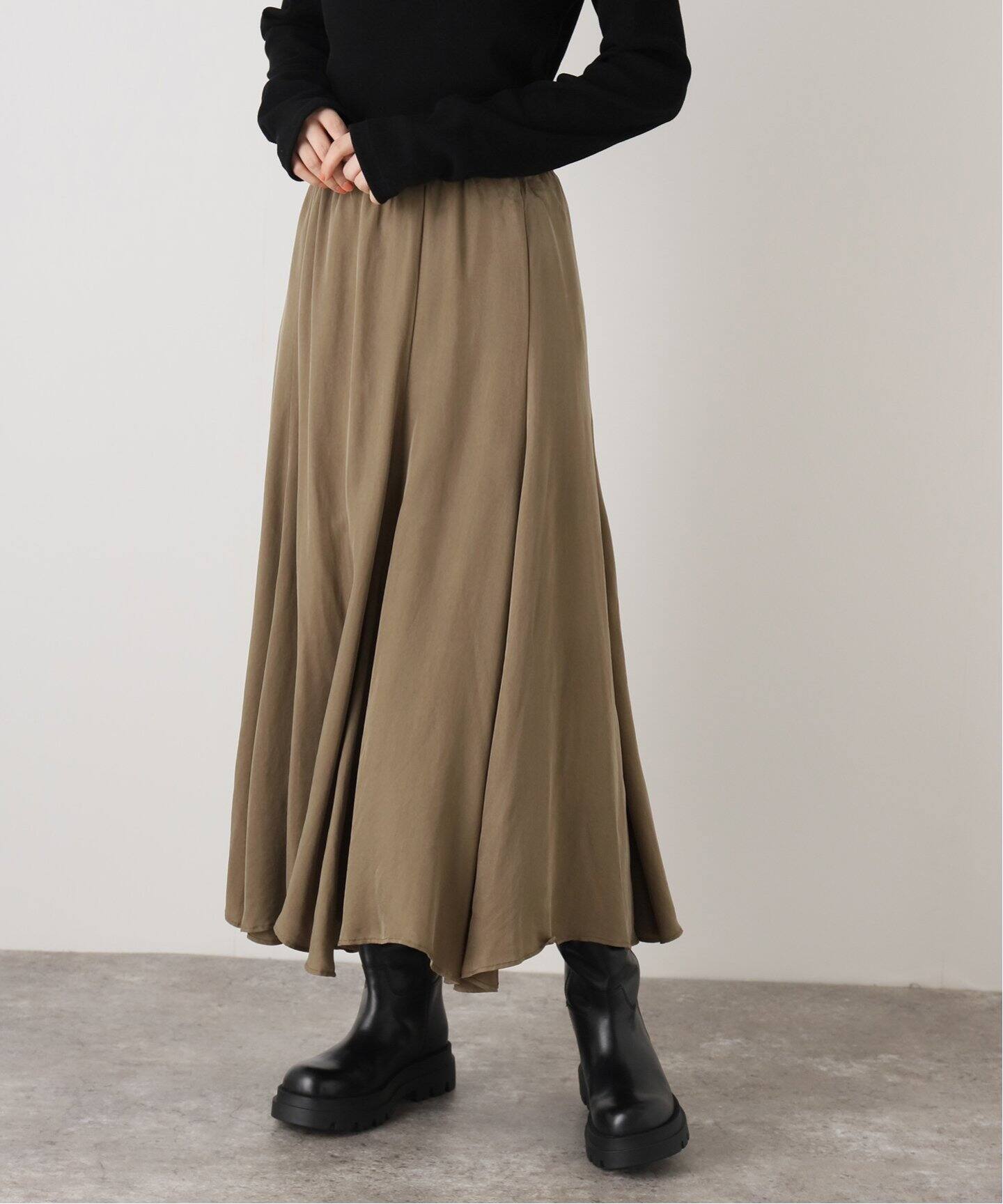 ウォッシャブルフィブリルスカート（ロング・マキシ丈スカート  