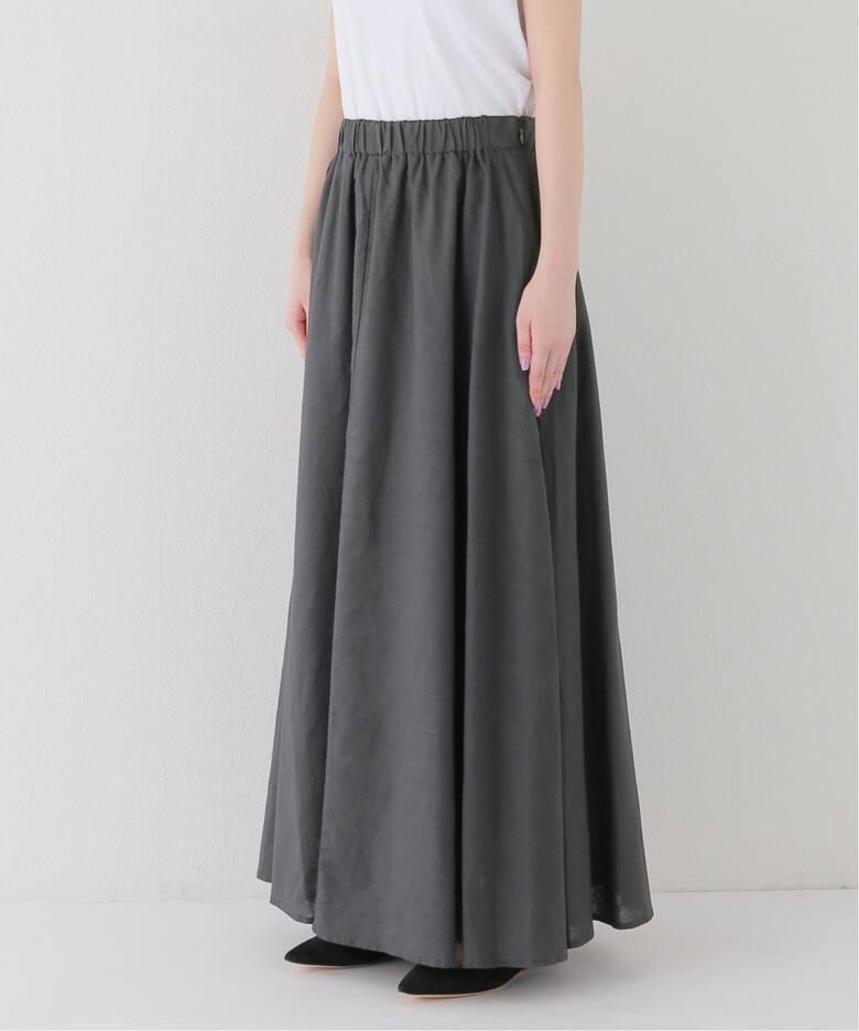 リネン混ギャザーフレアスカート（ロング・マキシ丈スカート）｜Spick  