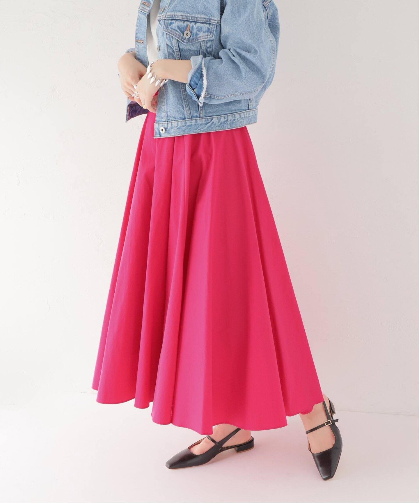 ナチュラルワッシャーフレアスカート（ロング・マキシ丈スカート  