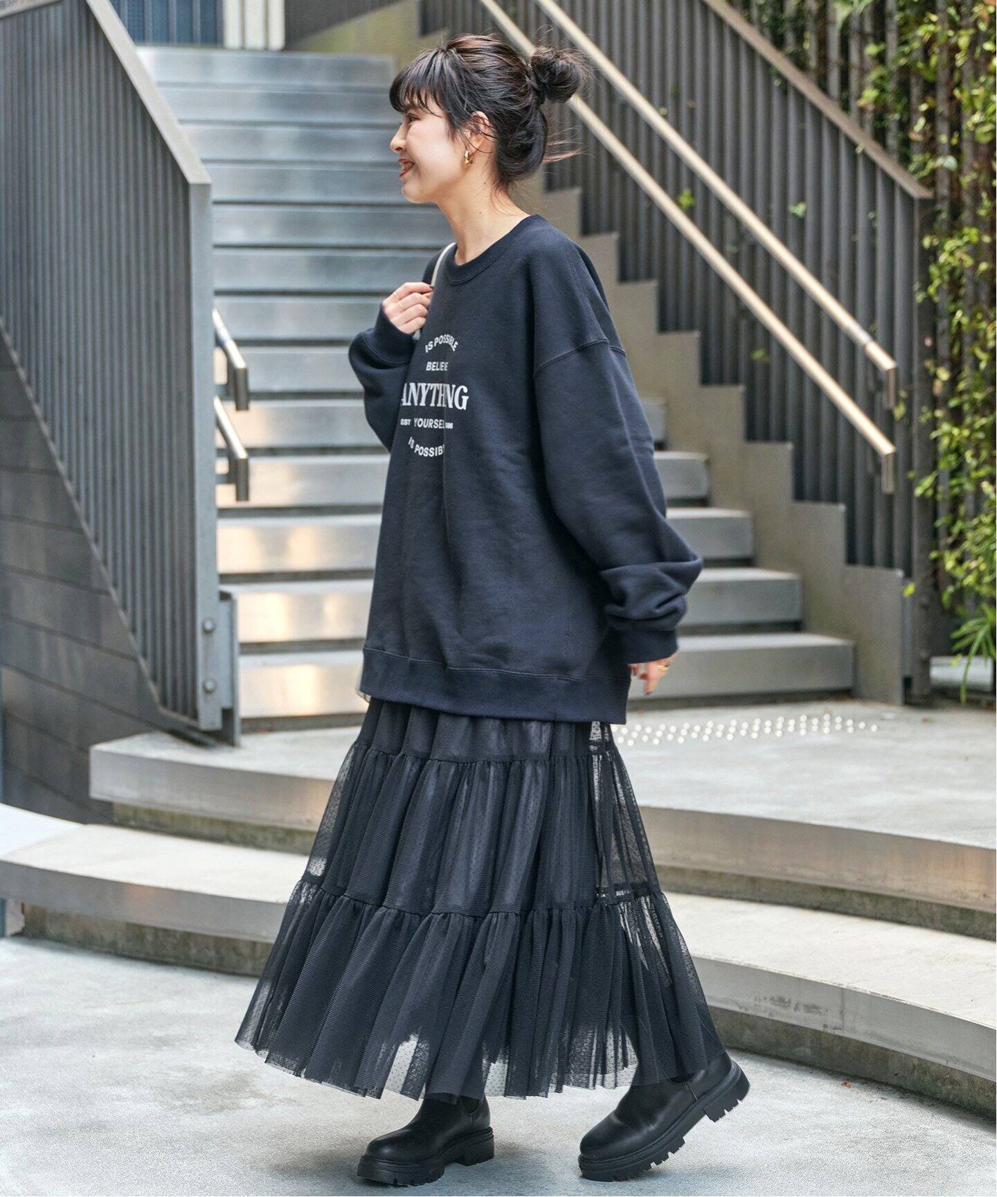 チュールドットティアードスカート（ロング・マキシ丈スカート  