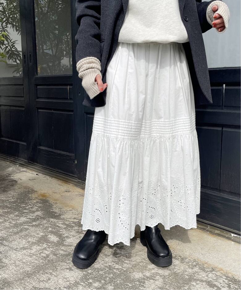 ≪追加≫エンブロイダリーレーススカート（ロング・マキシ丈スカート 