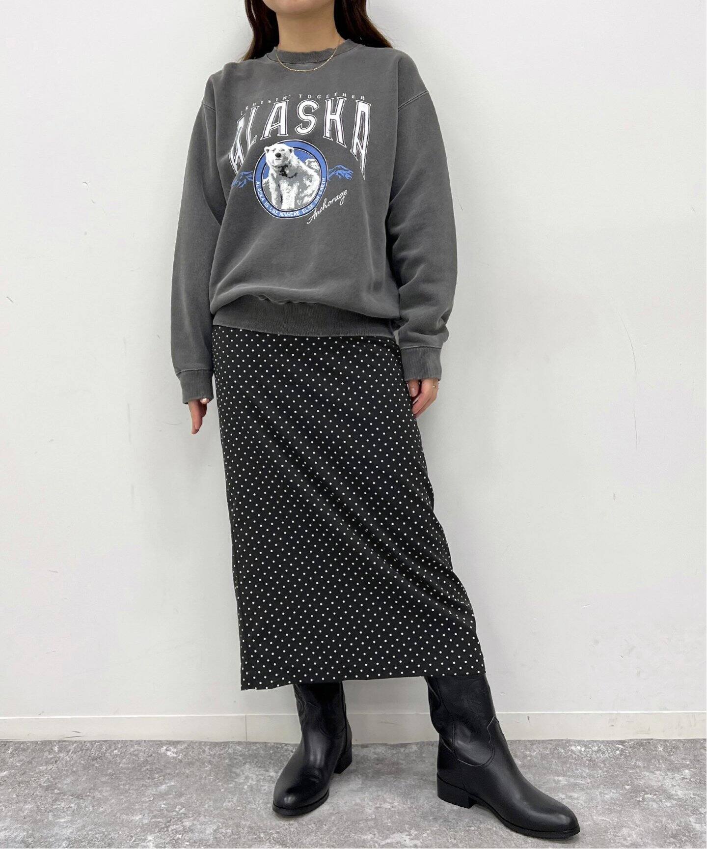 ドットプリントタイトスカート（ロング・マキシ丈スカート）｜U by  