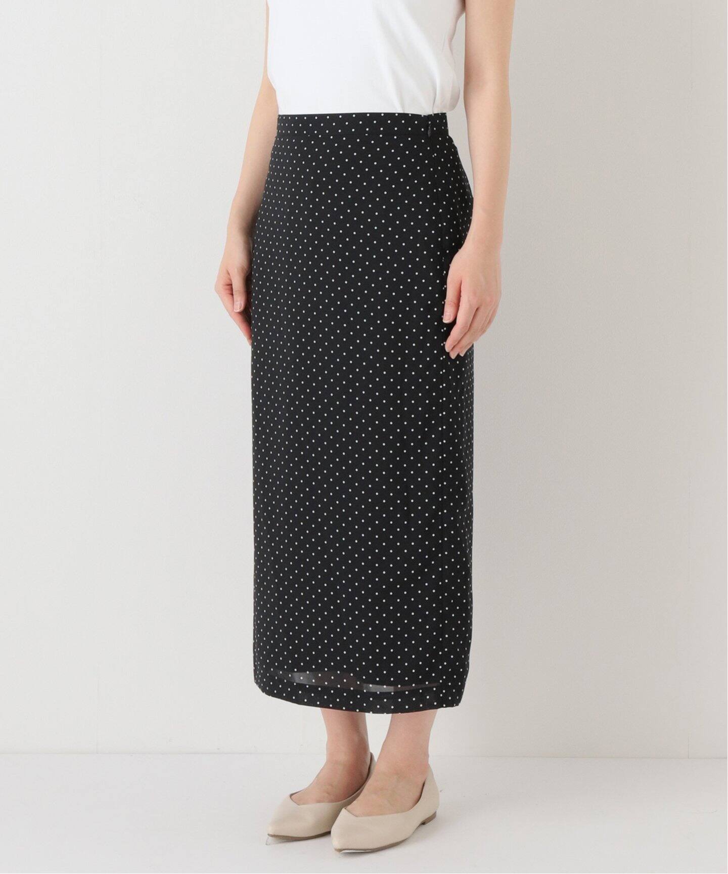 ドットプリントタイトスカート（ロング・マキシ丈スカート）｜U by  