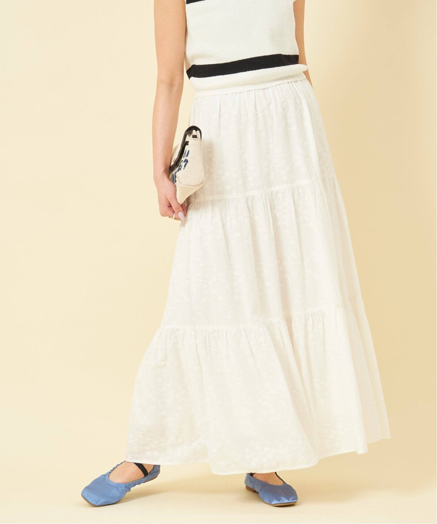 ≪追加≫レースティアードスカート（ロング・マキシ丈スカート）｜U by  