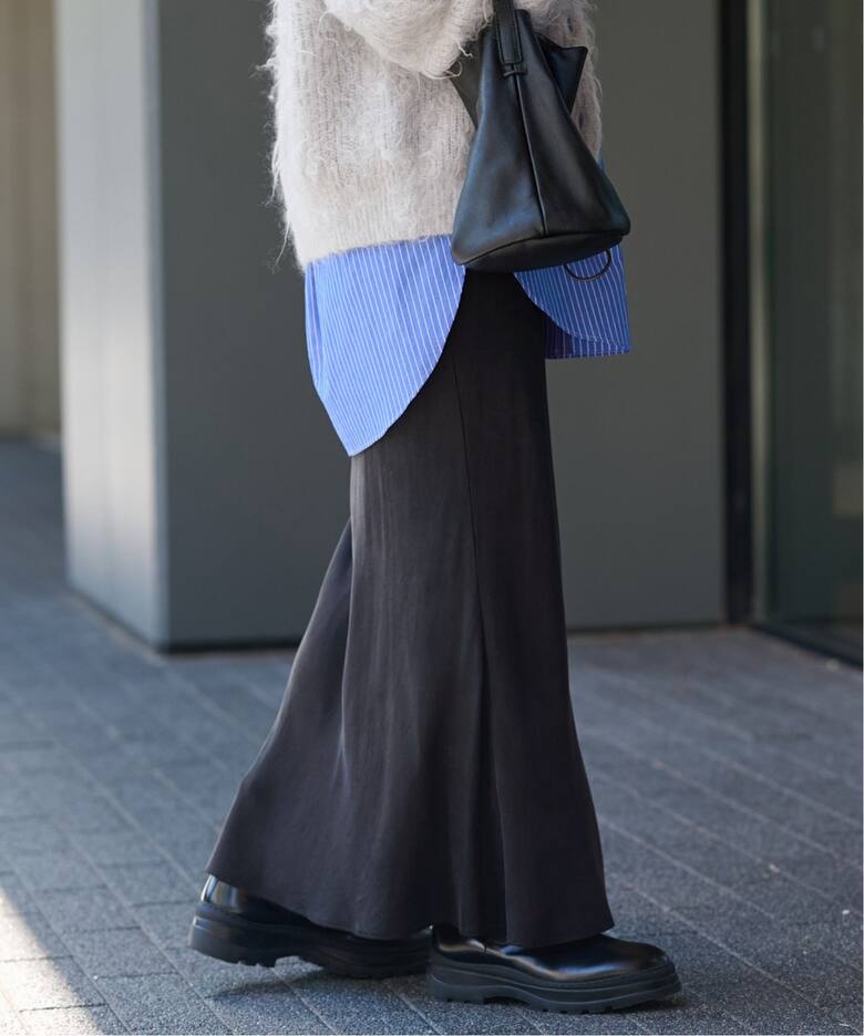 キュプラバイアスサテンロングスカート（ロング・マキシ丈スカート  