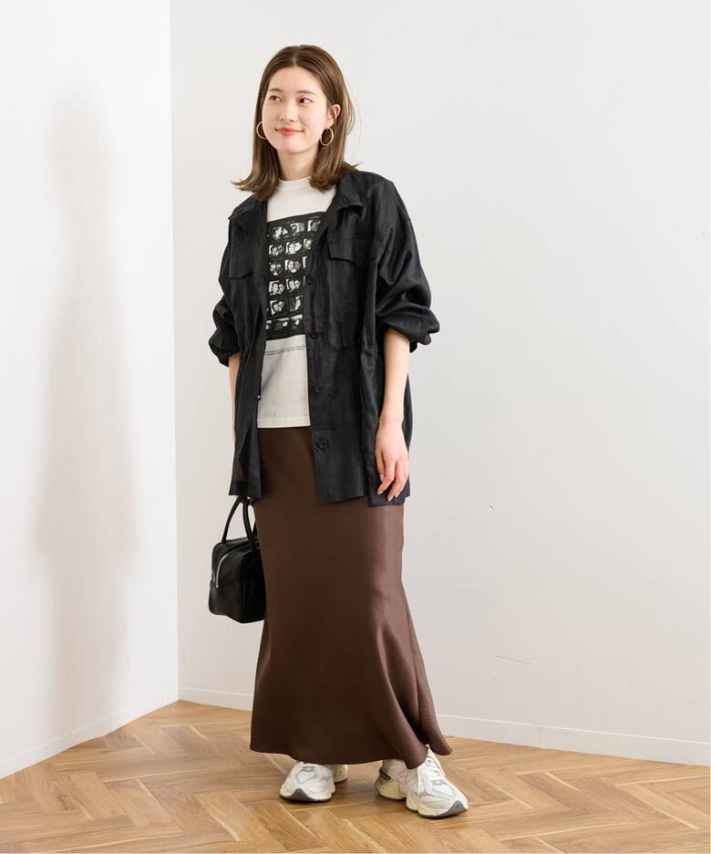 バイアスサテンロングスカート（ロング・マキシ丈スカート  