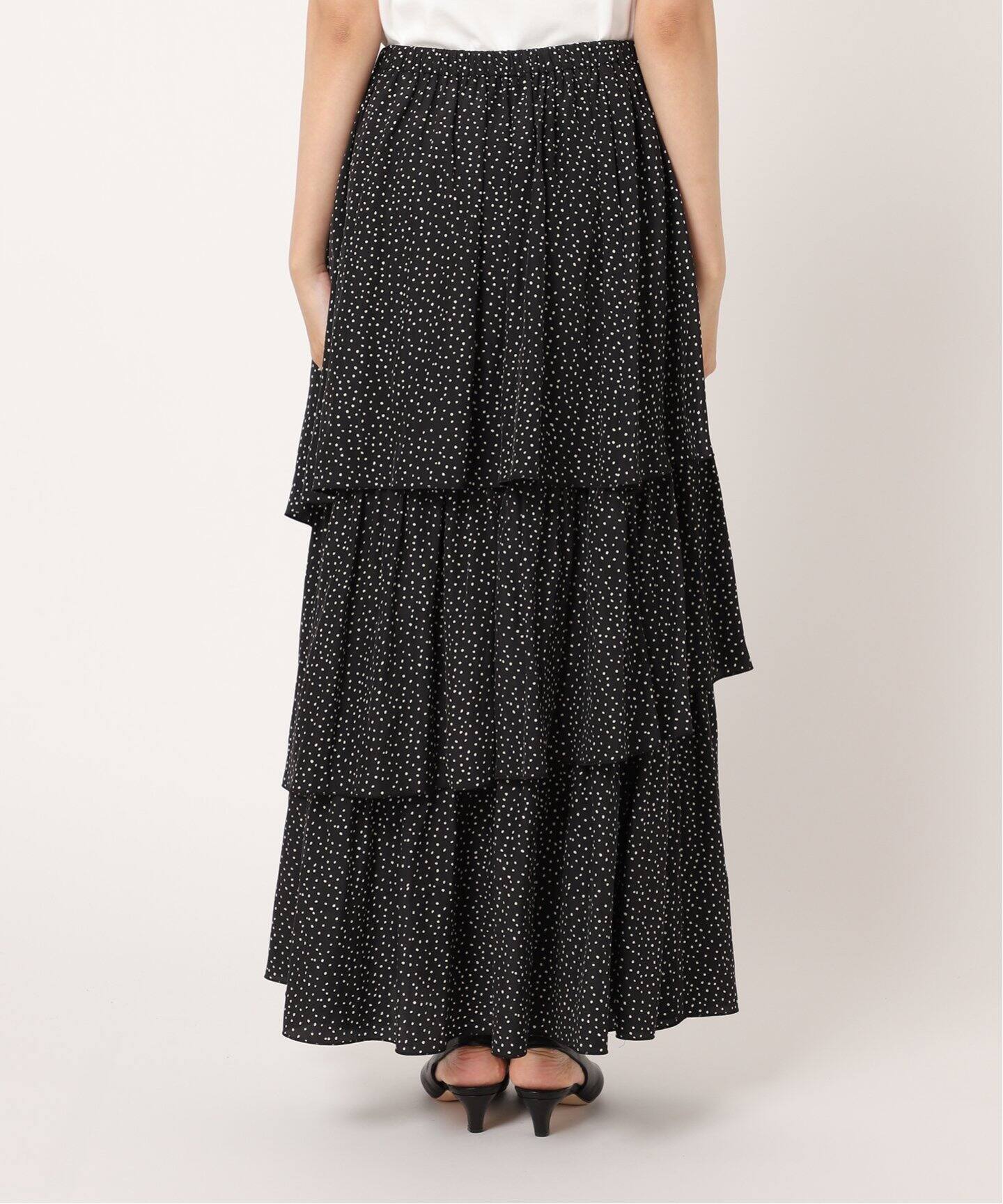 ランダムドットティアードスカート（ロング・マキシ丈スカート  