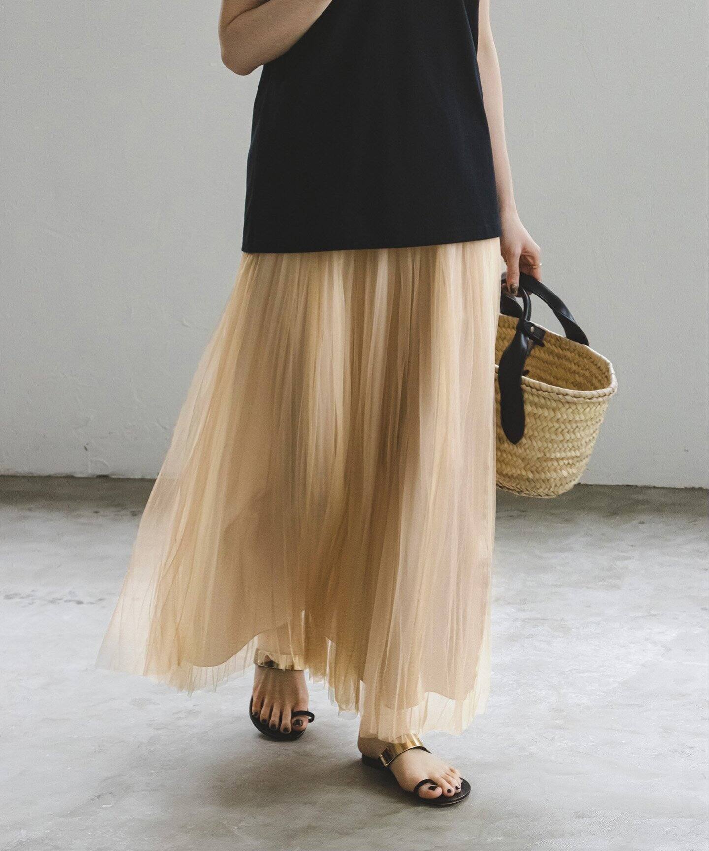 フォギー レイヤーカラーチュールスカート（ロング・マキシ丈スカート  