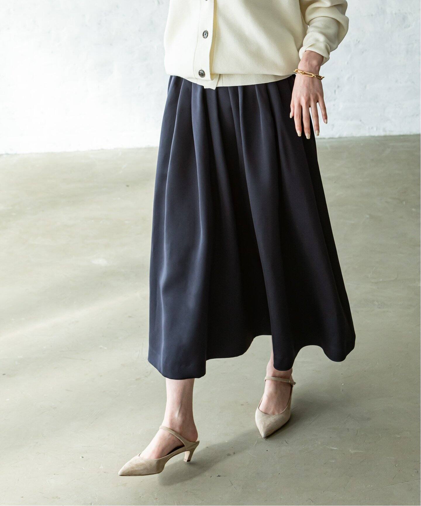 ブルームタックギャザースカート（ロング・マキシ丈スカート）｜NOBLE  
