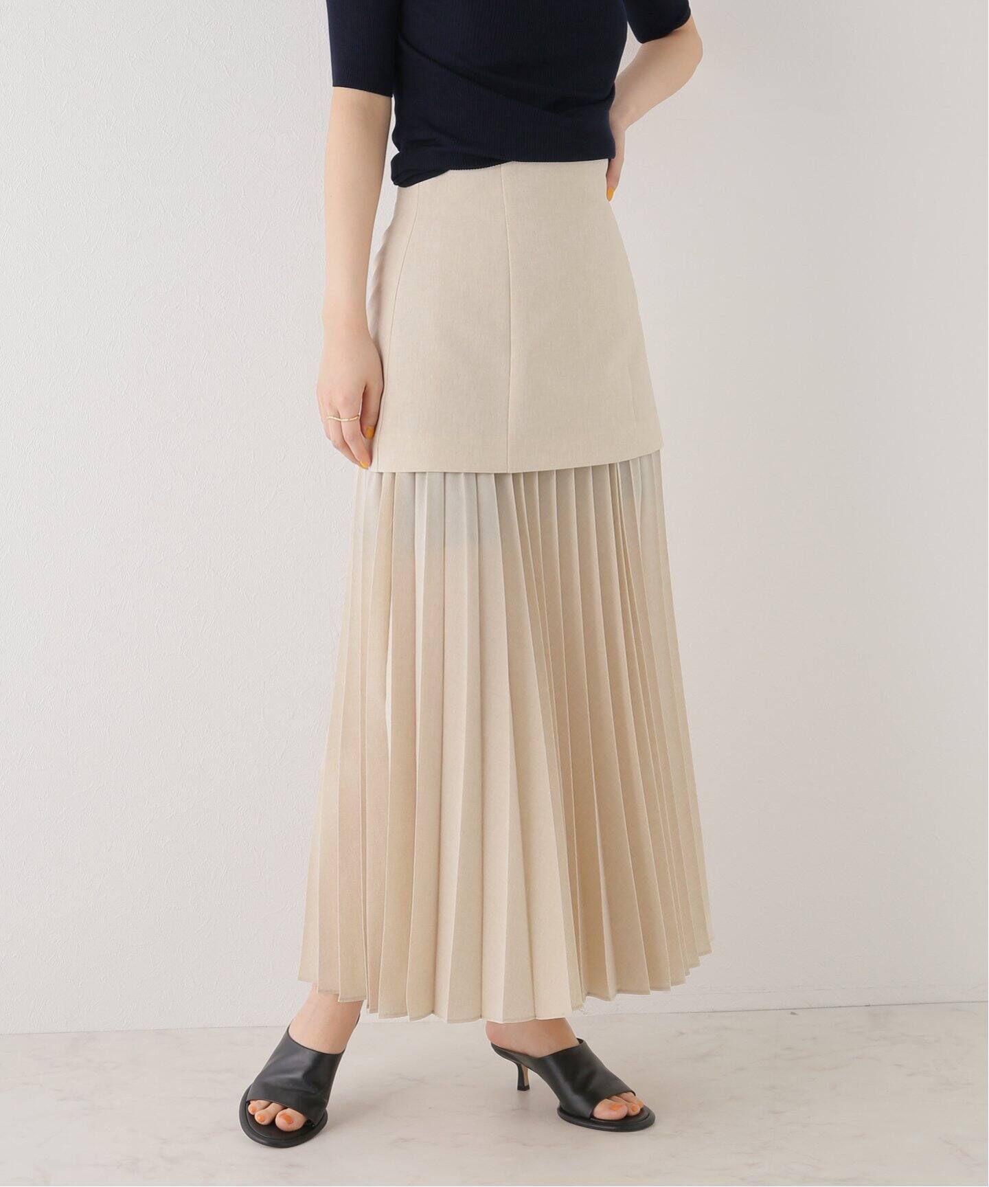 エステルツイルプリーツカバースカート（ロング・マキシ丈スカート  