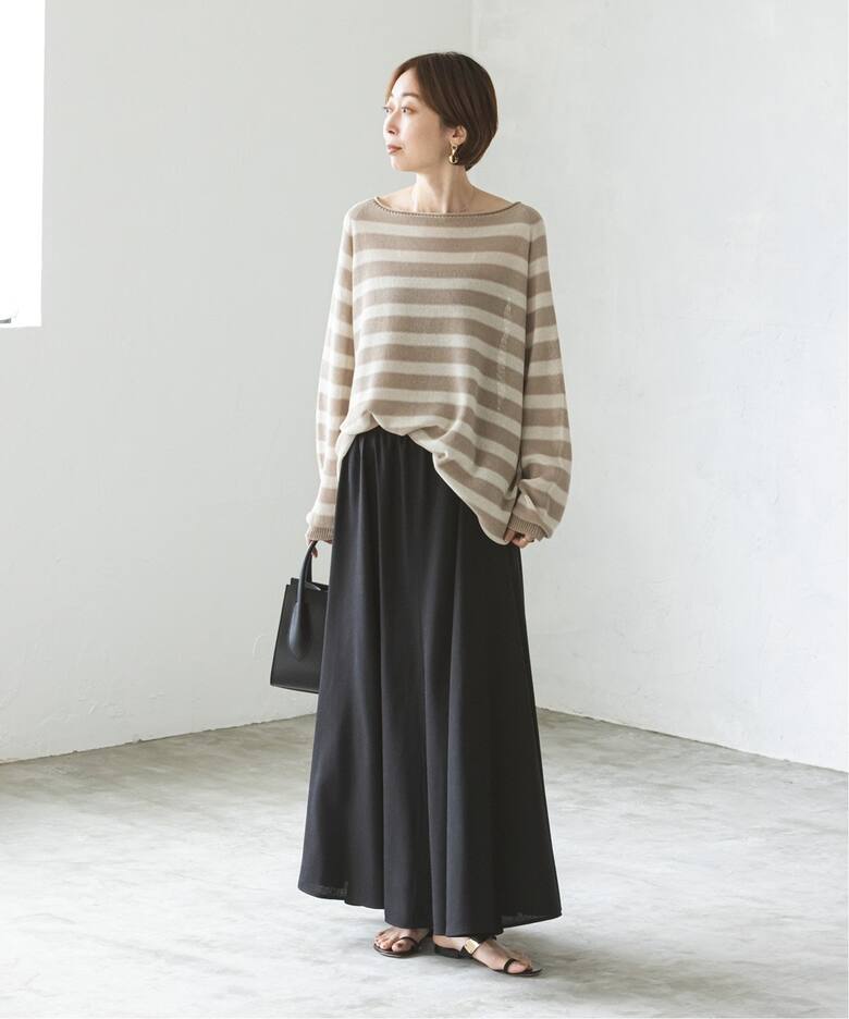 リネンライクフレアスカート（ロング・マキシ丈スカート）｜NOBLE  