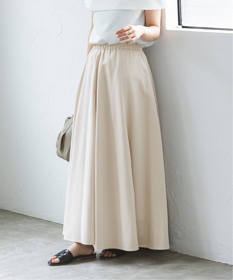 リネンライクフレアスカート（ロング・マキシ丈スカート）｜NOBLE  