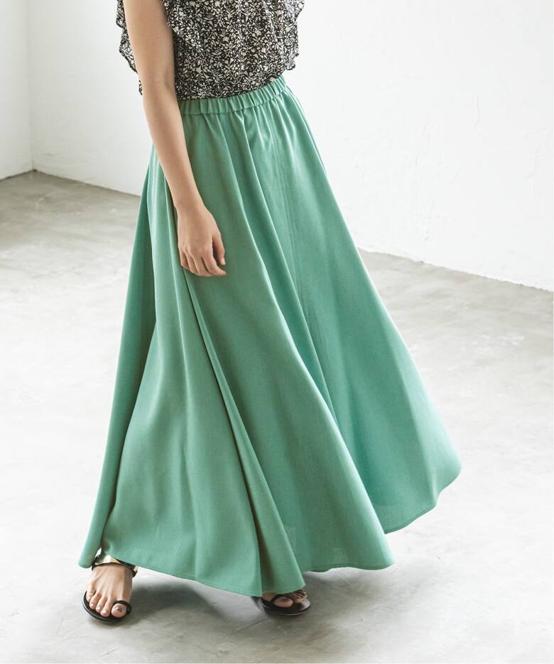 リネンライクフレアスカート（ロング・マキシ丈スカート）｜NOBLE  