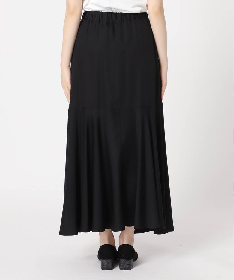 キュプラサテンギャザースリットスカート（ロング・マキシ丈スカート  