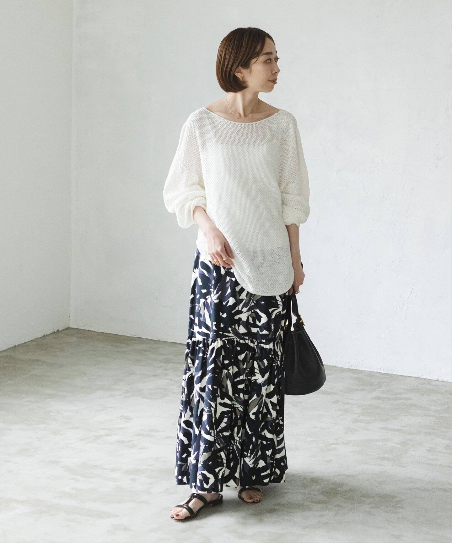 ボタニカルフラワープリントスカート（ロング・マキシ丈スカート  