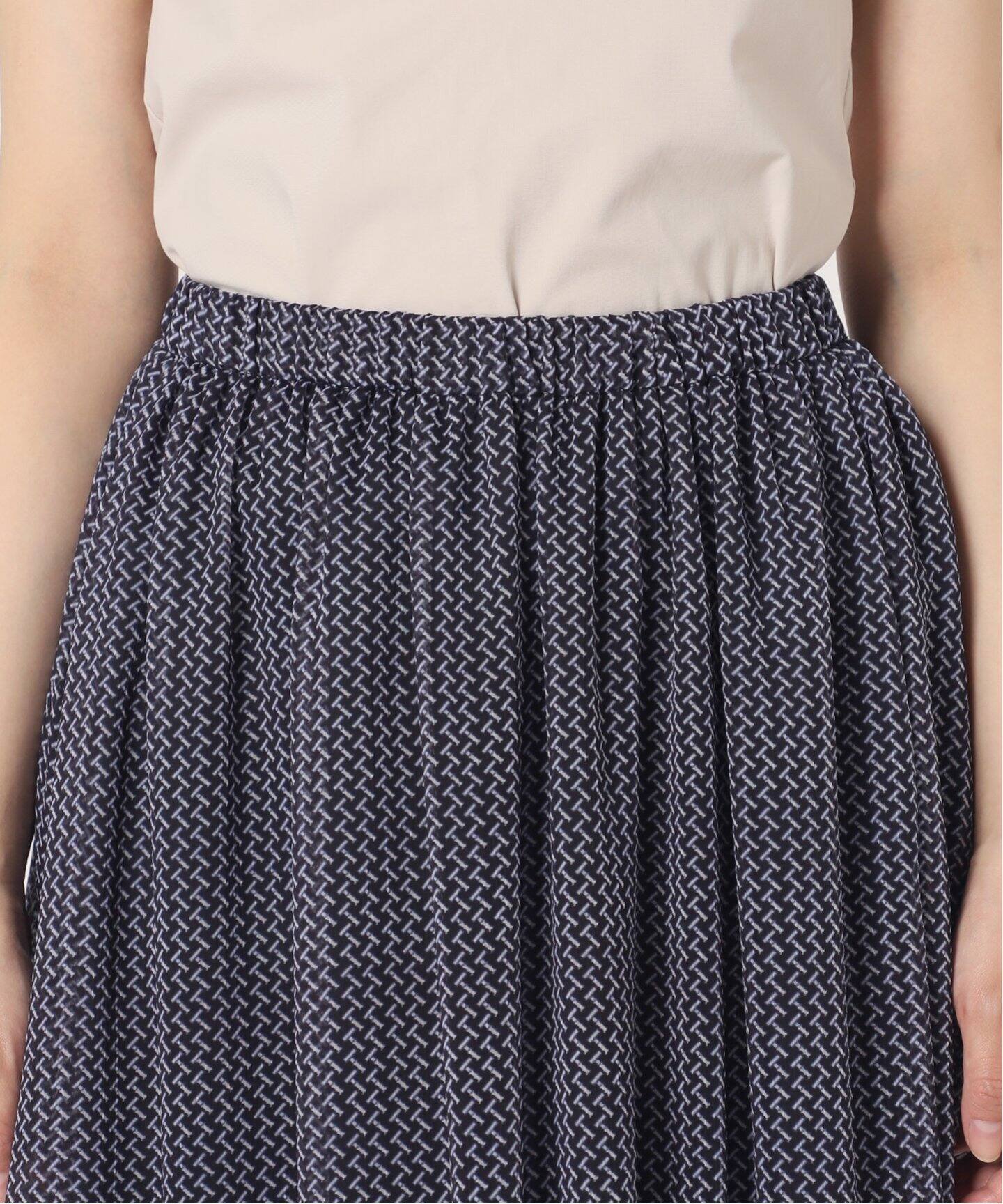 ジオメトリックプリントヘムフリルスカート（ロング・マキシ丈スカート  