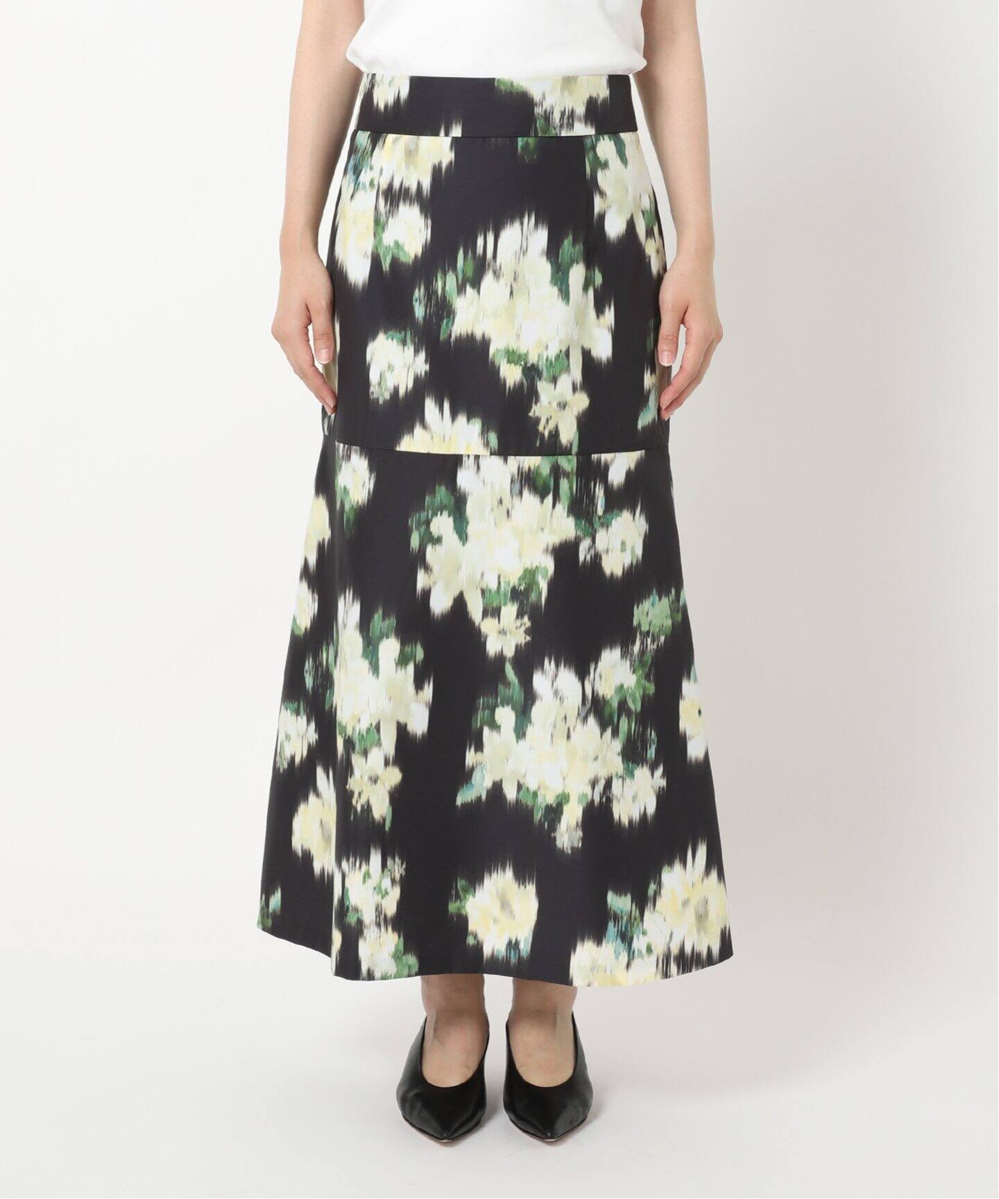 シェイドフラワープリントミディスカート（ロング・マキシ丈スカート  