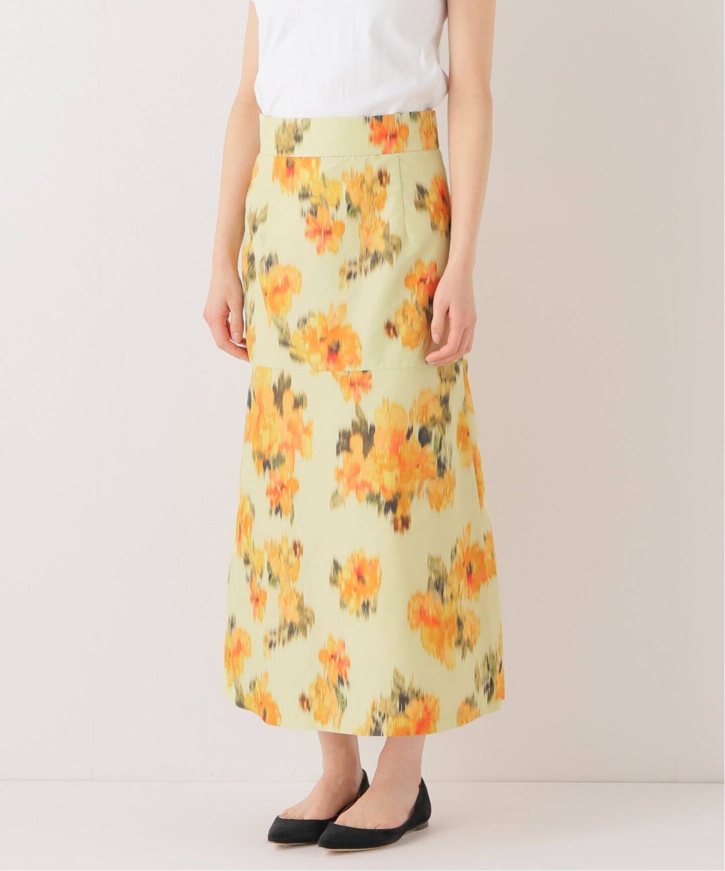 シェイドフラワープリントミディスカート（ロング・マキシ丈スカート  