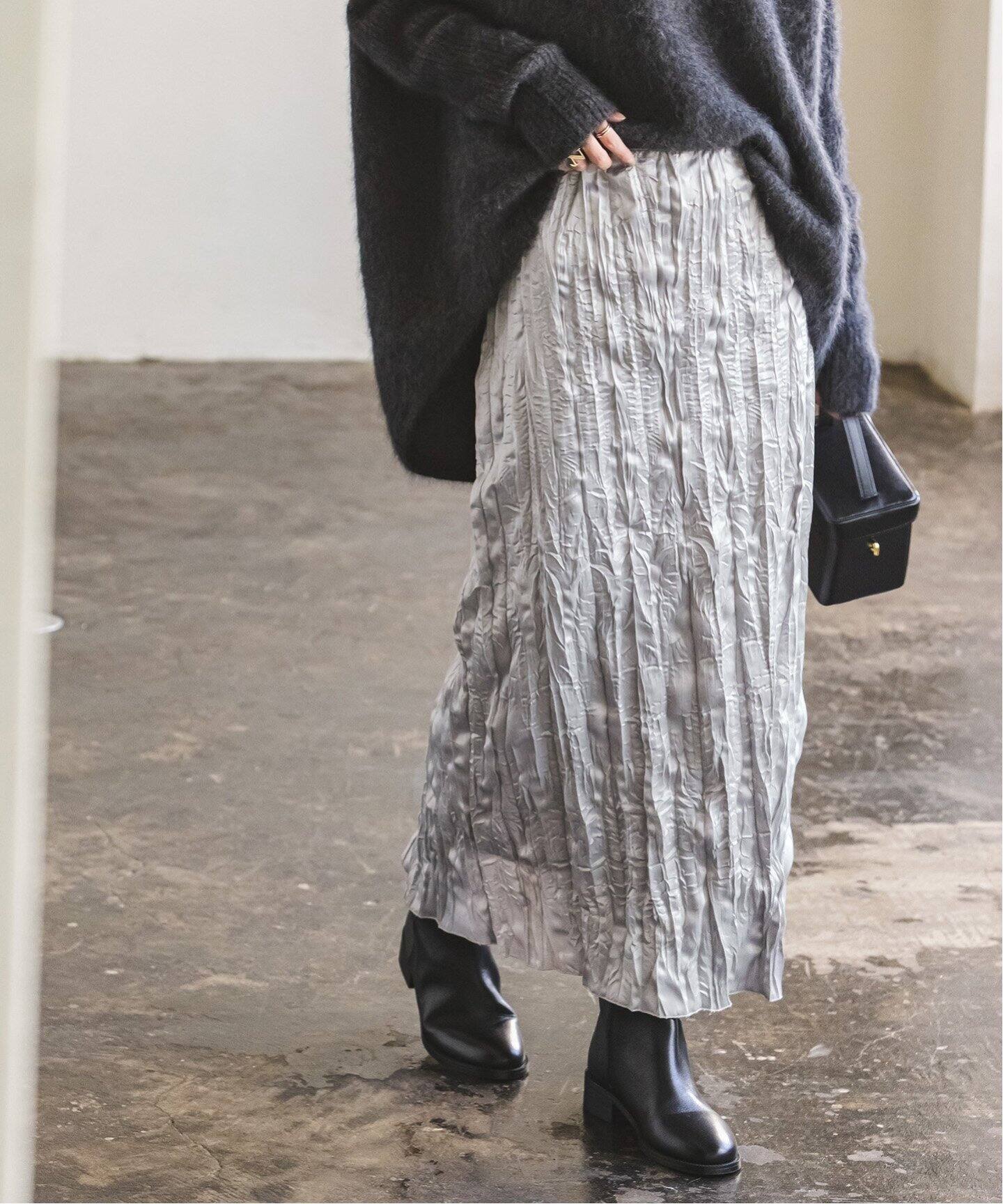 サテンワッシャースカート（ロング・マキシ丈スカート）｜NOBLE  