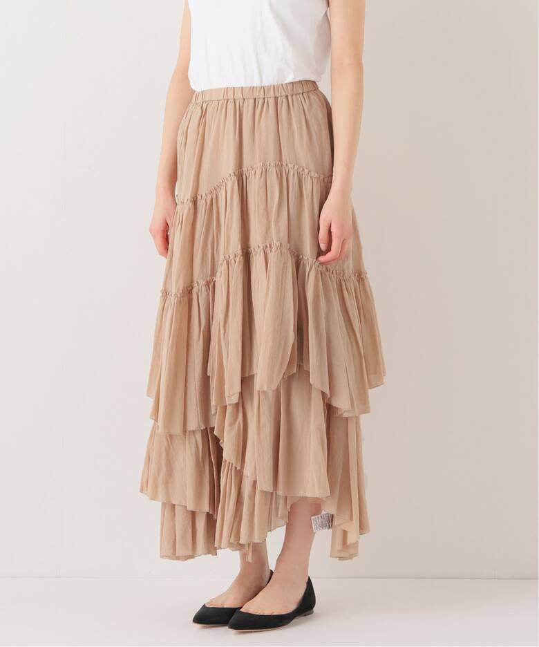 追加》【CASA FLINE】コットンティアードスカート（ロング・マキシ丈  