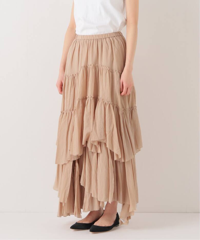 追加》【CASA FLINE】コットンティアードスカート（ロング・マキシ丈  