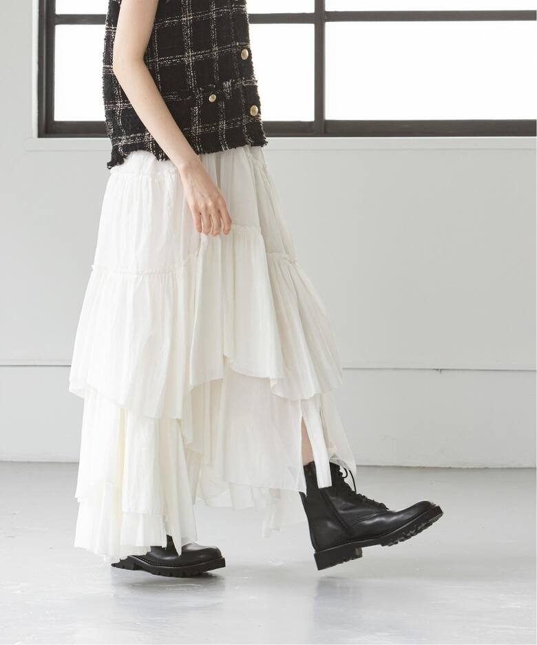 追加》【CASA FLINE】コットンティアードスカート（ロング・マキシ丈  