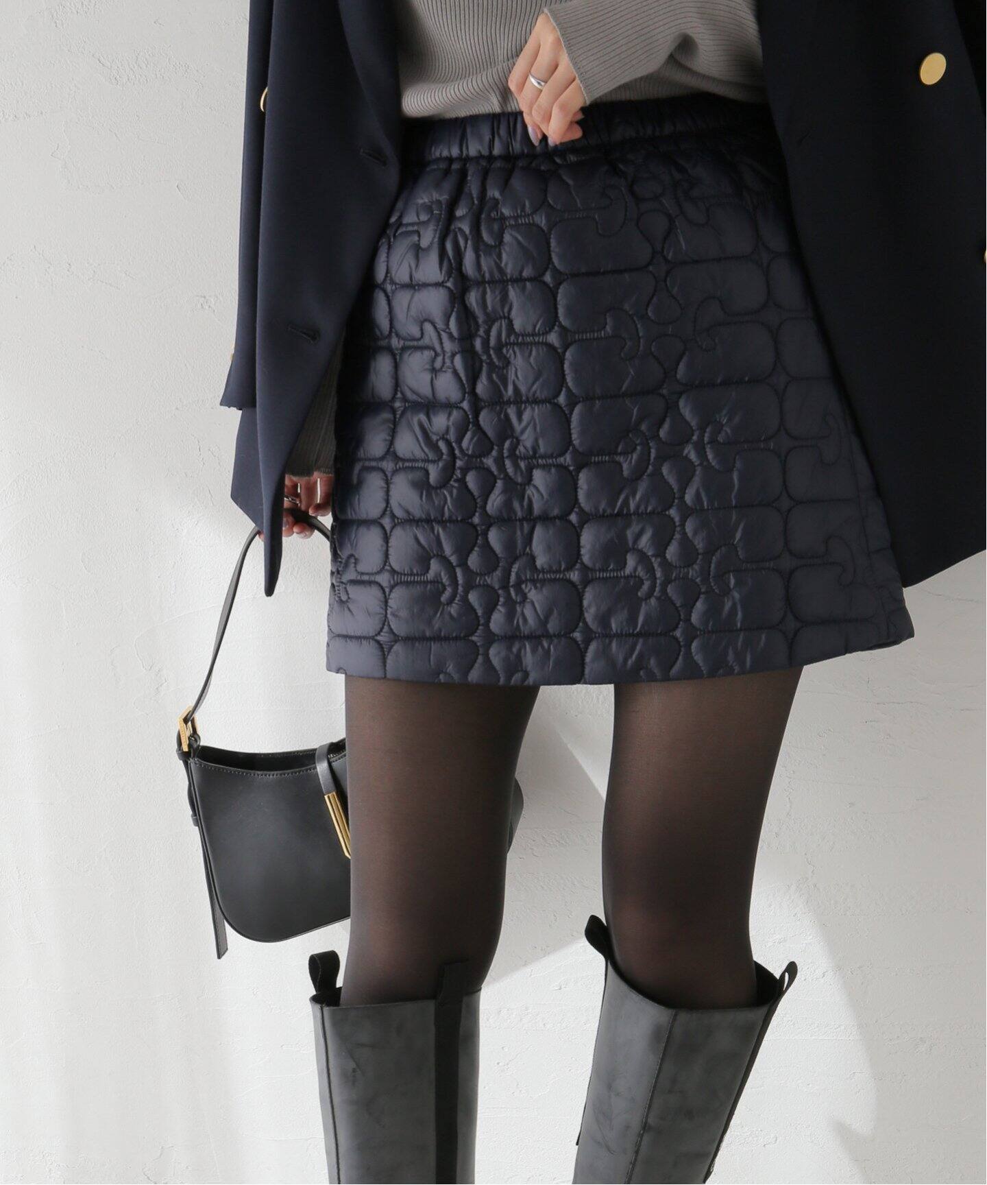 GANNI/ガニー】Shiny Quilt Mini Skirt：ミニスカート（ミニスカート  