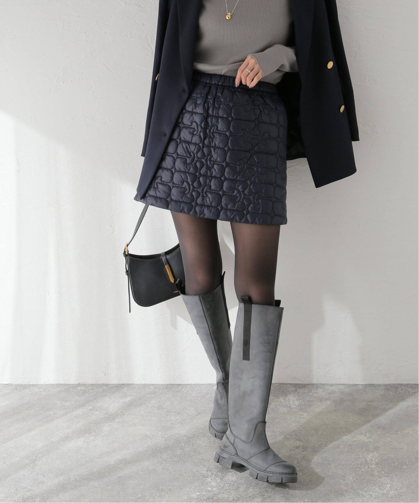 GANNI/ガニー】Shiny Quilt Mini Skirt：ミニスカート（ミニスカート 