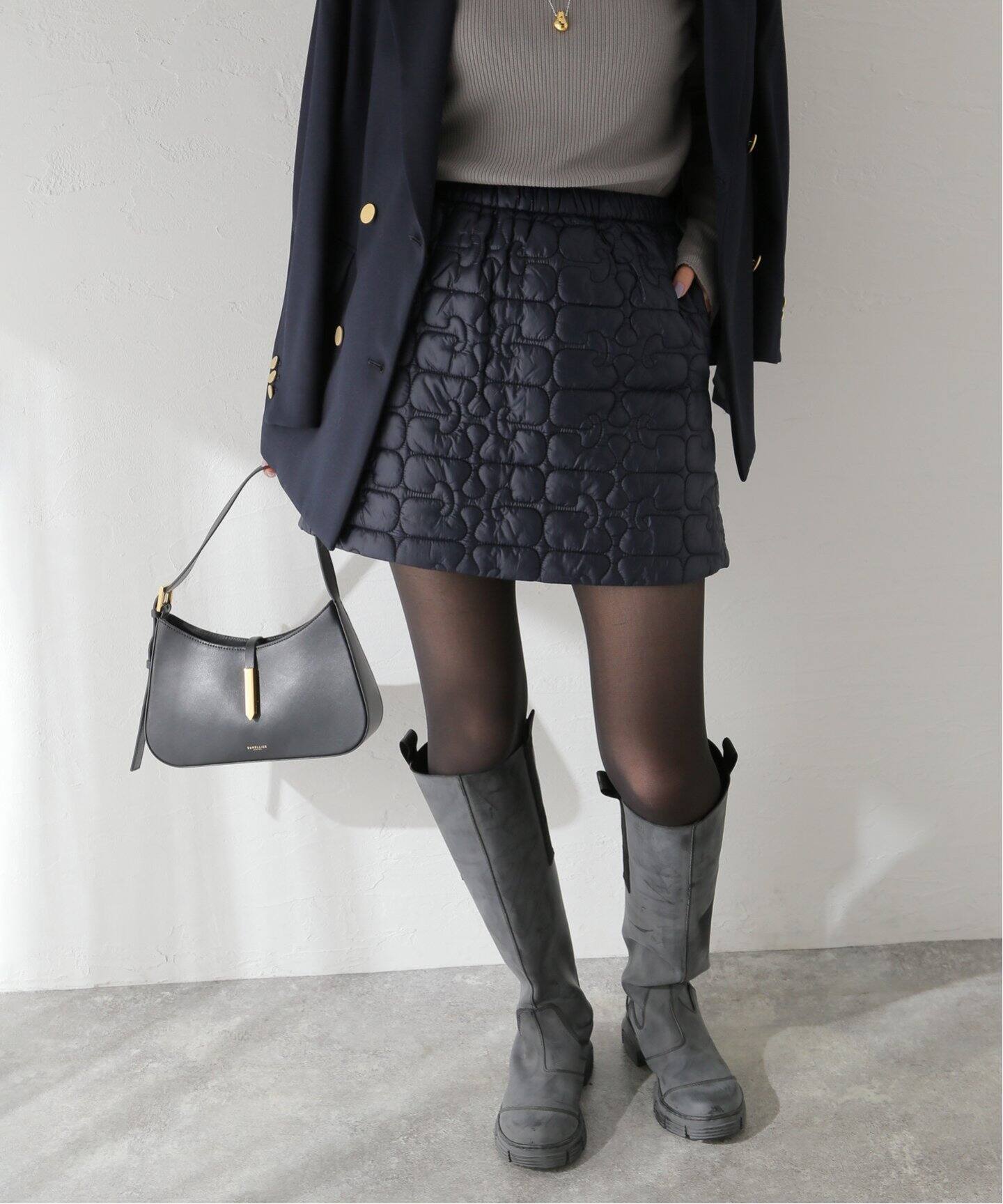 GANNI/ガニー】Shiny Quilt Mini Skirt：ミニスカート（ミニスカート  