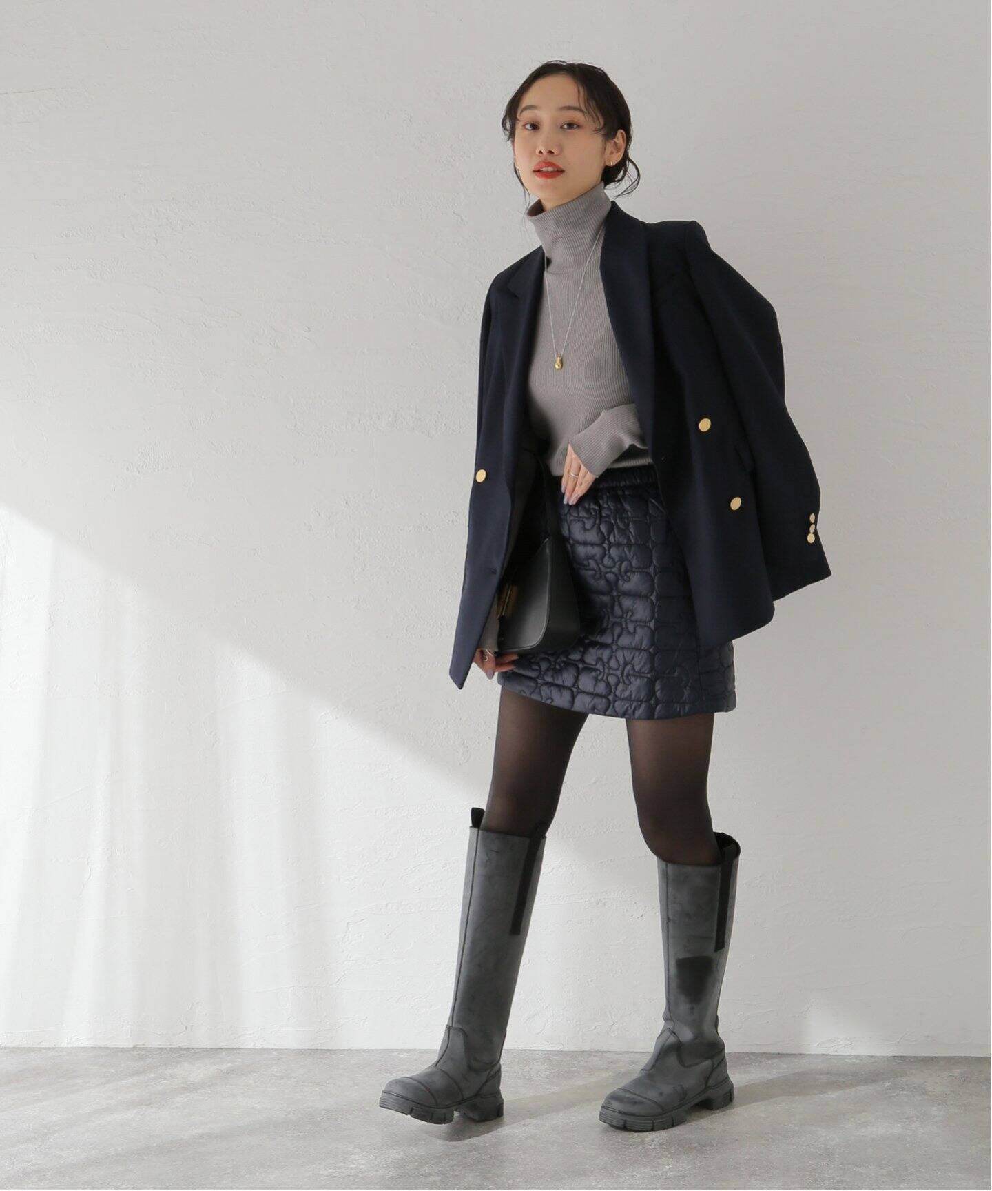 GANNI/ガニー】Shiny Quilt Mini Skirt：ミニスカート（ミニスカート  