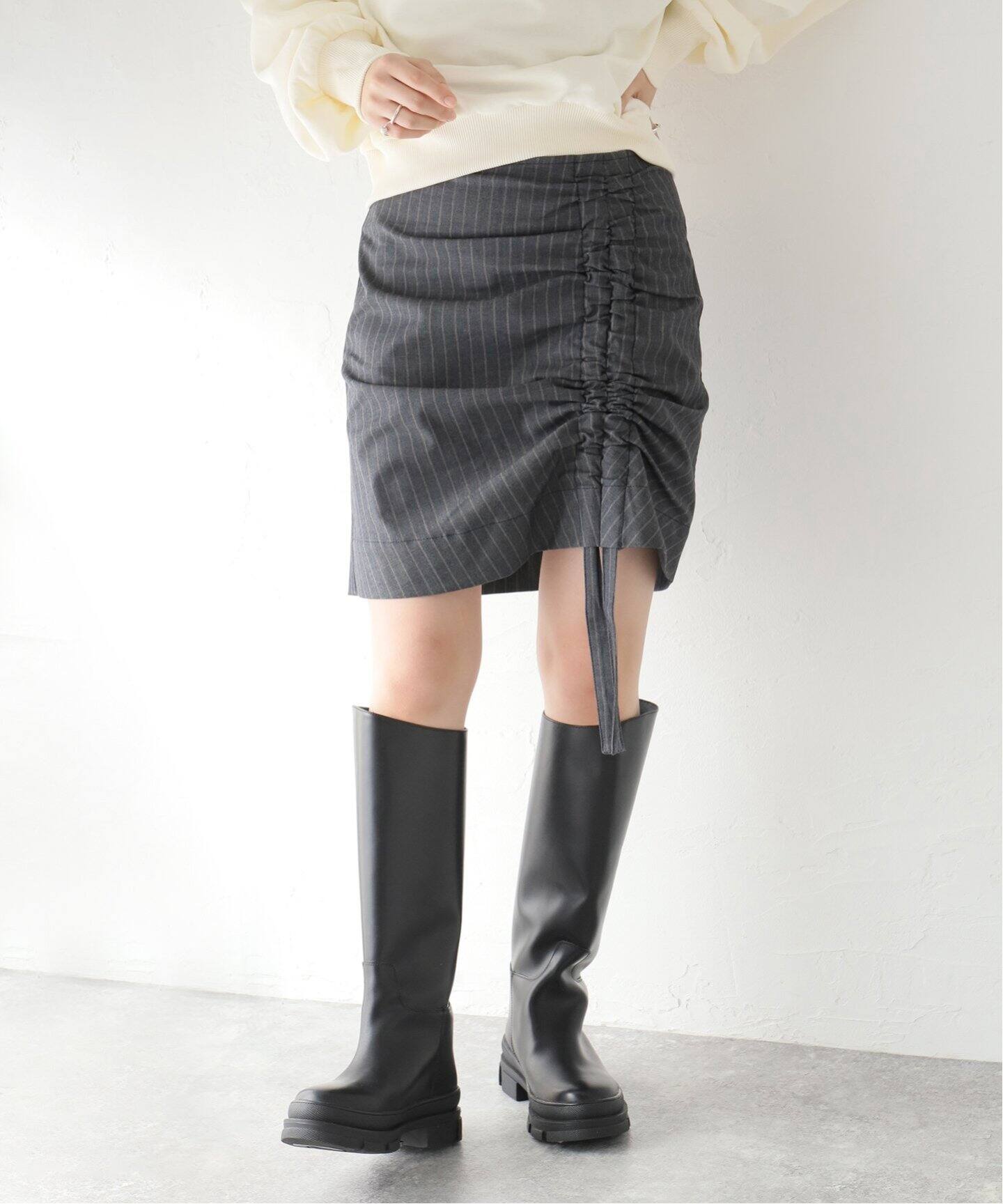 GANNI / ガニー】Stretch Stripe Midi Skirt：スカート（その他  