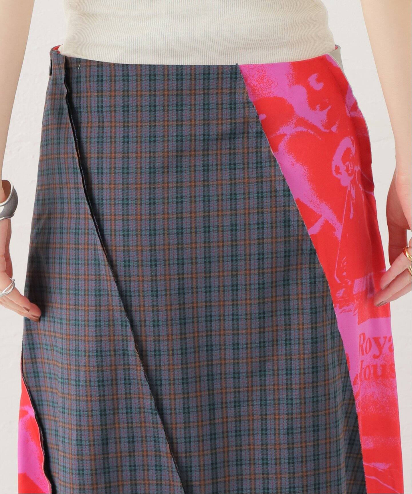 THE OPEN PRODUCT】PATCH-WORK RUFFLE SKIRT：スカート（ロング 