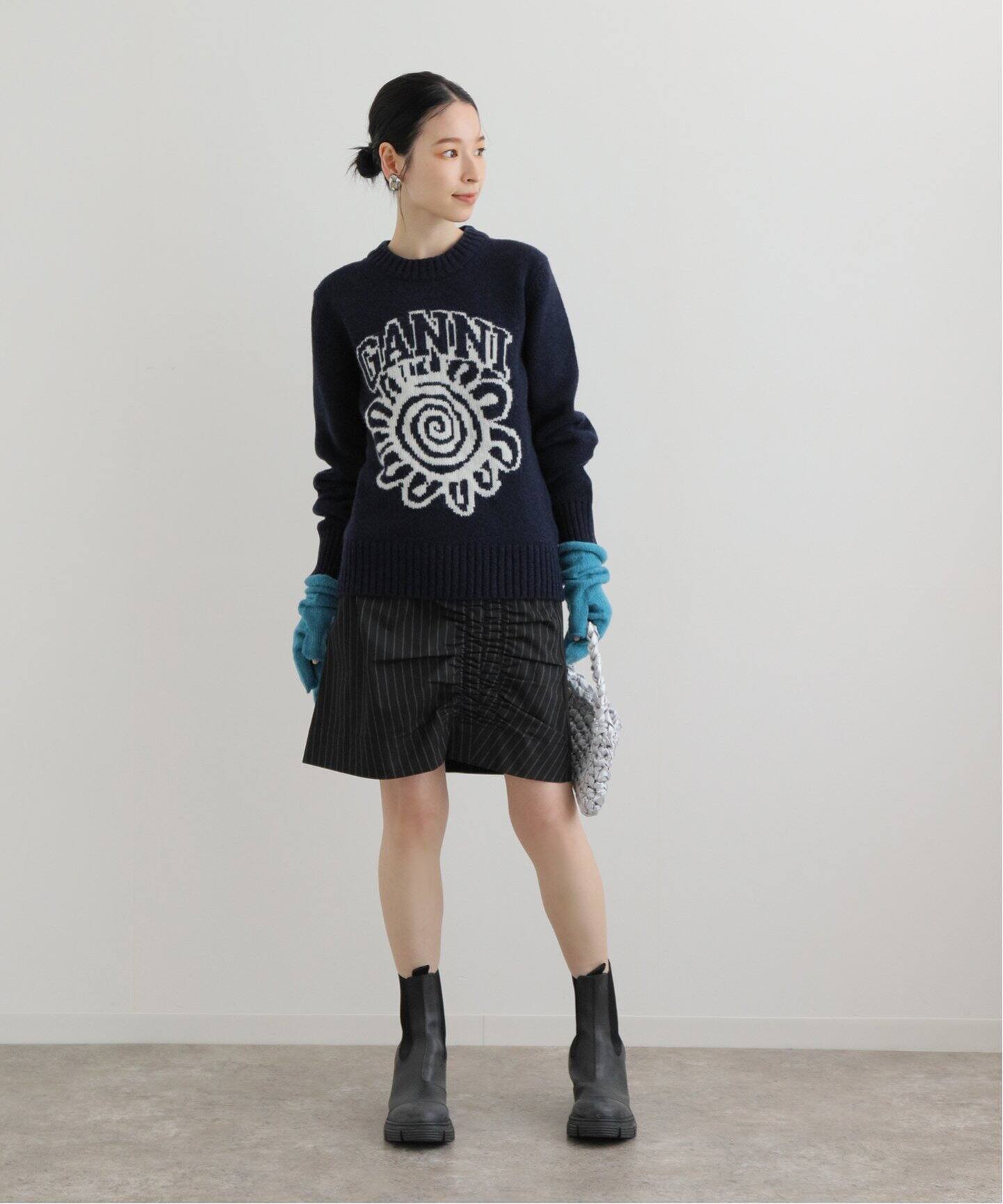 GANNI / ガニー】Stretch Stripe Mini Skirt：ミニスカート（ミニ  