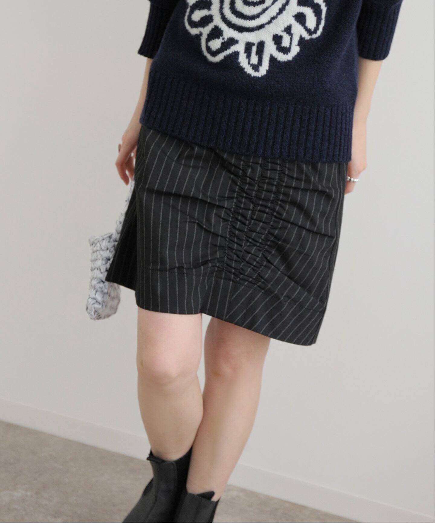 GANNI / ガニー】Stretch Stripe Mini Skirt：ミニスカート（ミニ  