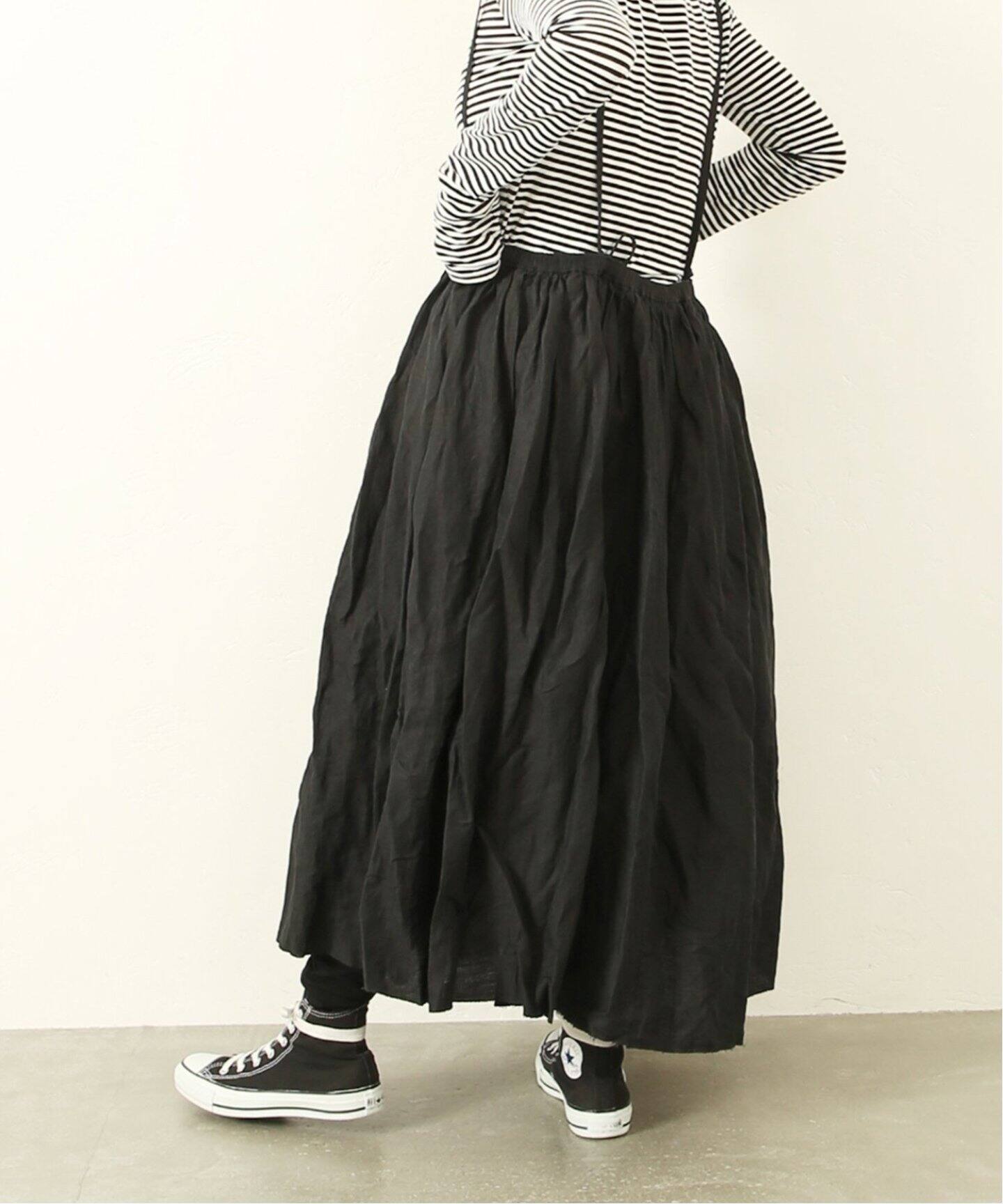 追加》エアワッシャー ギャザースカート（ロング・マキシ丈スカート  
