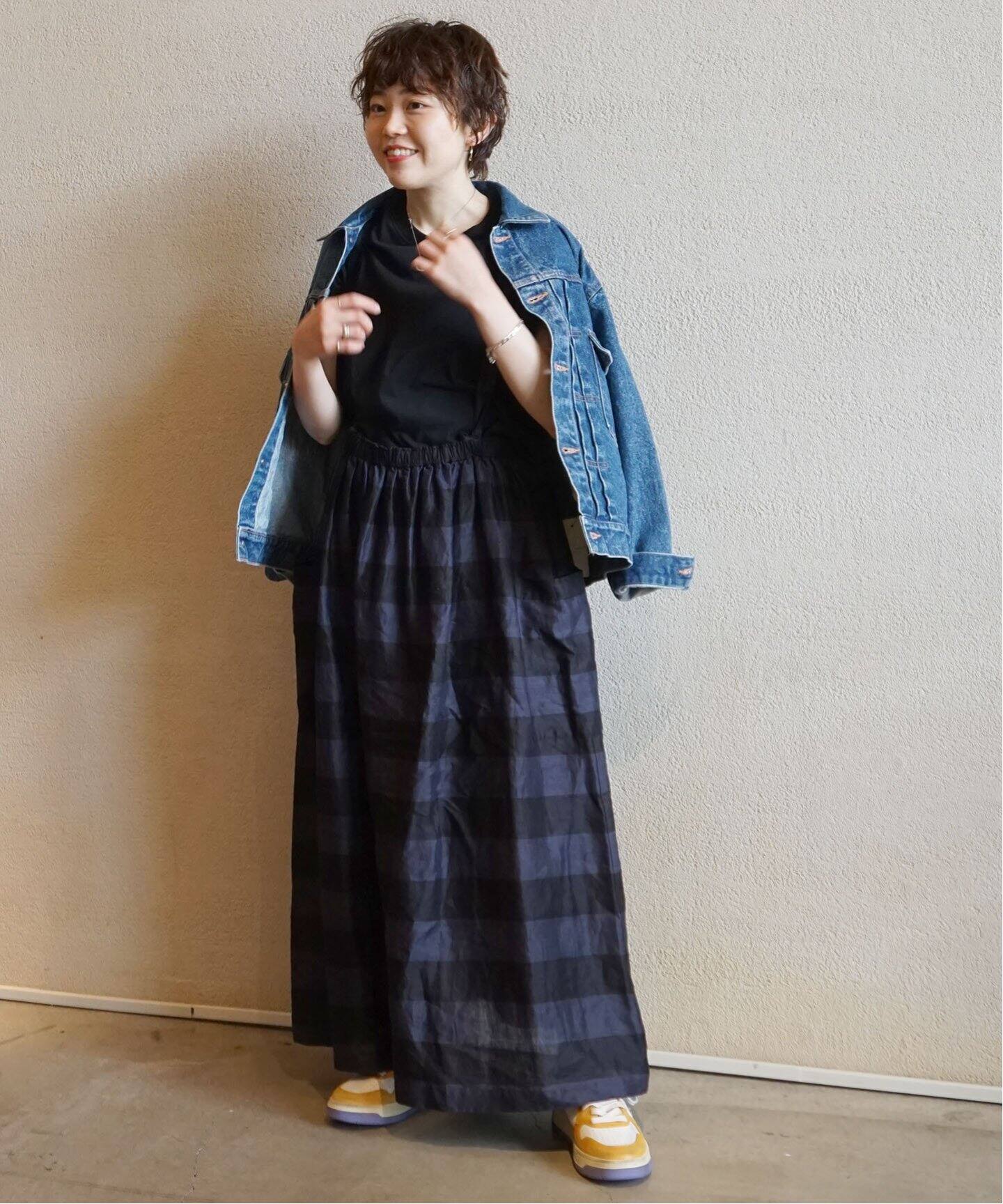 journal standard luxeリネンBigボーダー ギャザースカート