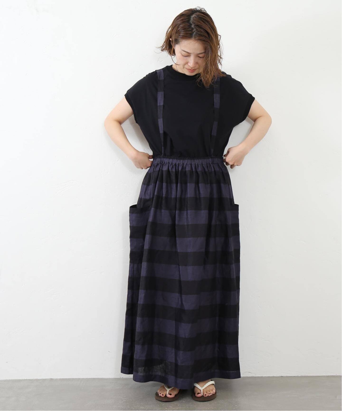 journal standard luxeリネンBigボーダー ギャザースカート
