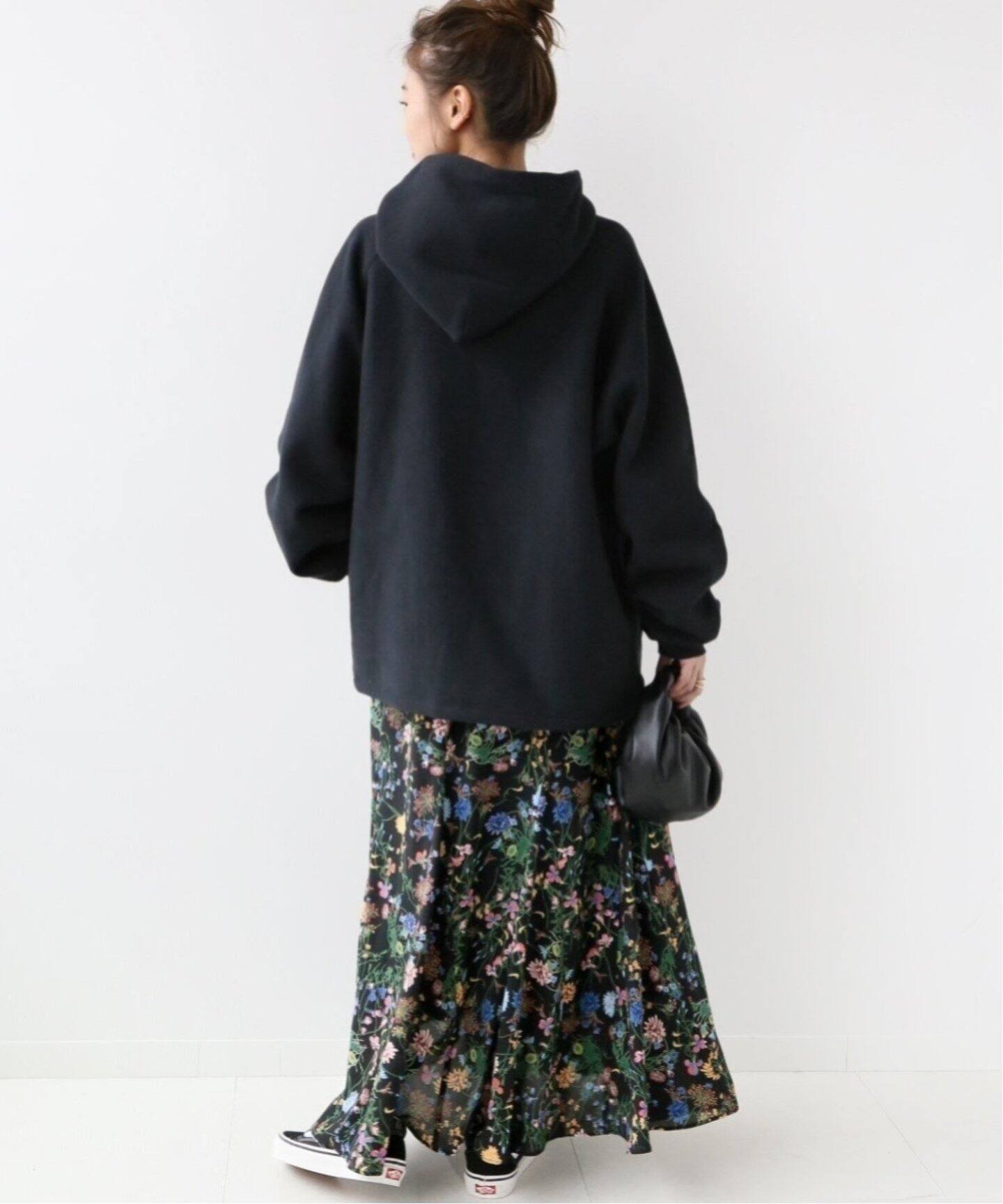 WEB限定追加2》ブラックフローラルマーメイドスカート（ロング・マキシ  