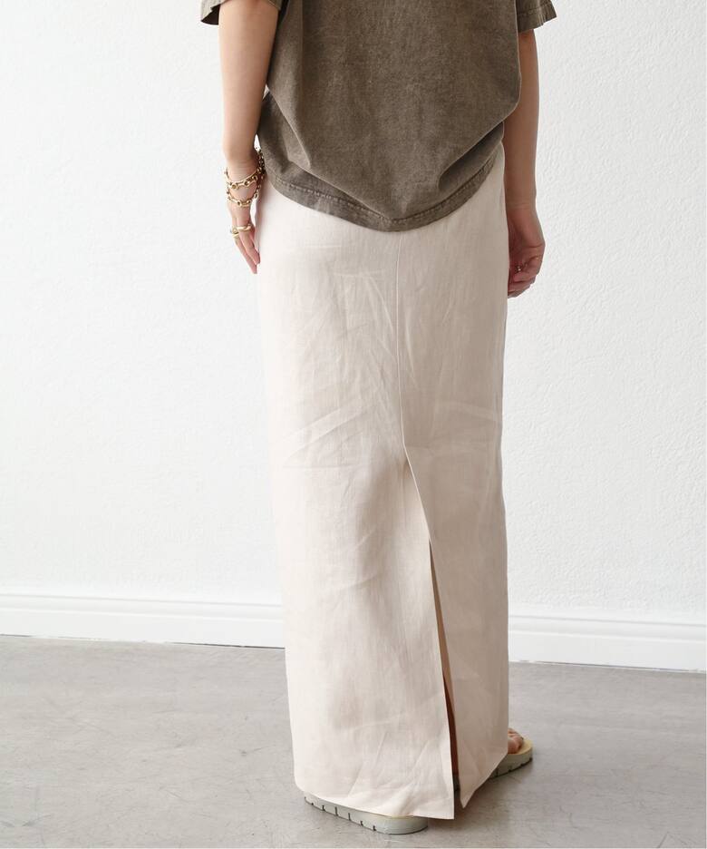 Dashingly リネンマキシスカート白 