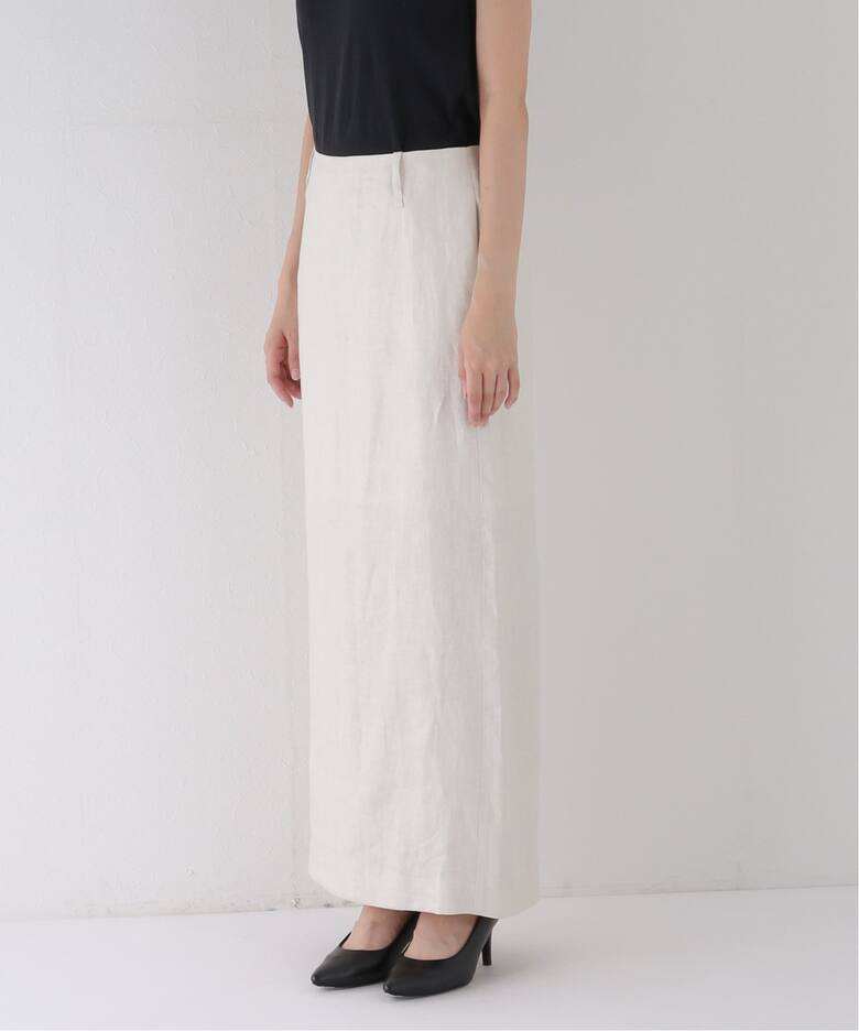 Dashingly リネンマキシスカート白 