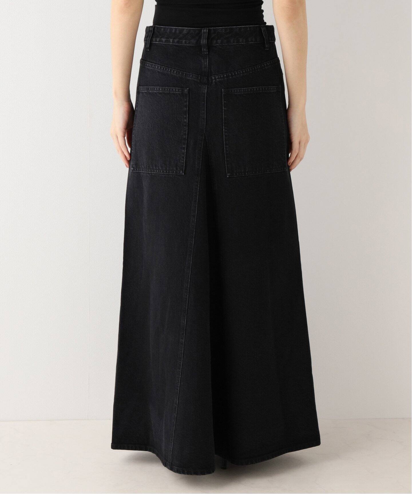 TIBI /ティビ】 BLACK DENIM GODET マキシスカート（ロング・マキシ丈 