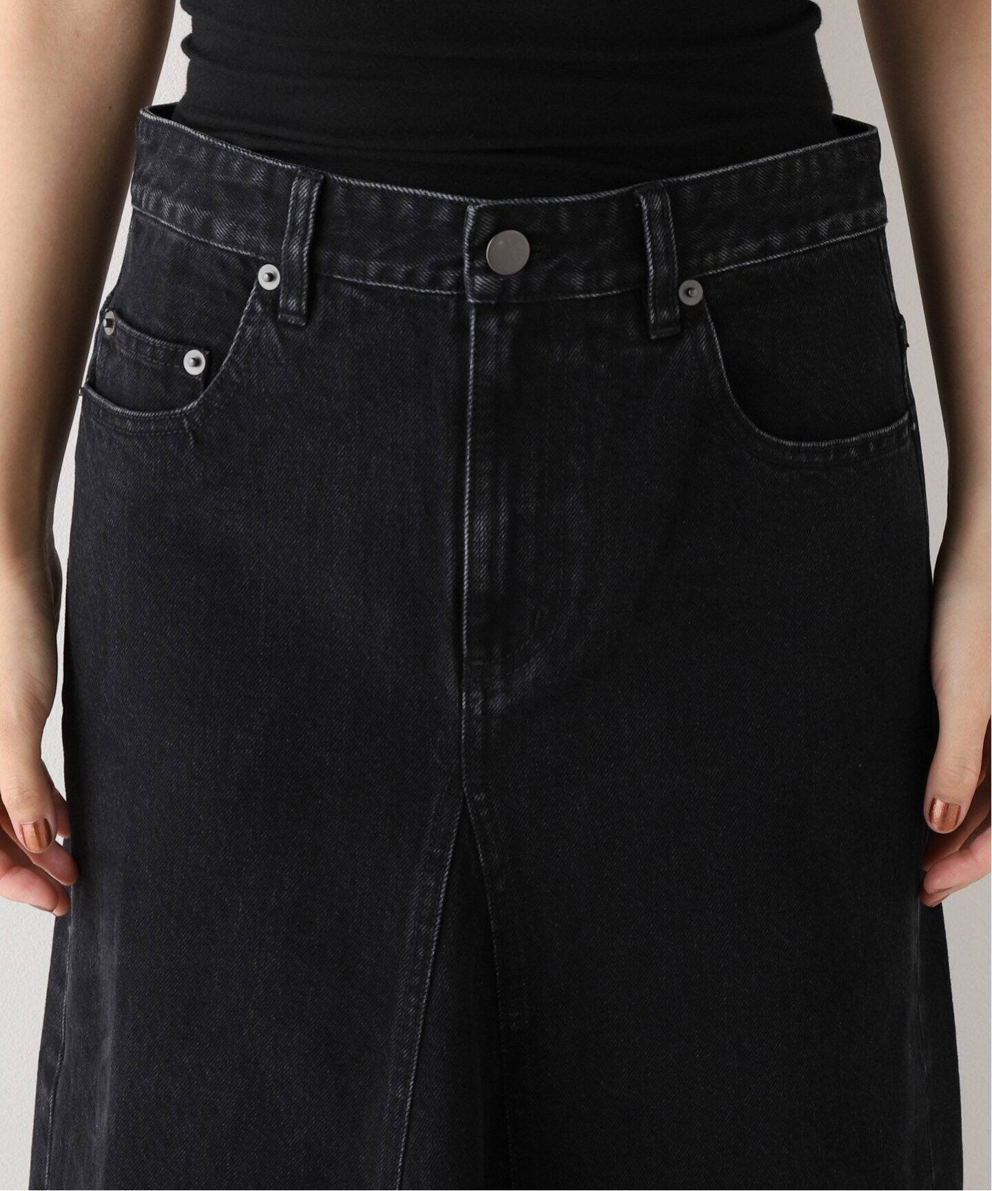 TIBI /ティビ】 BLACK DENIM GODET マキシスカート（ロング・マキシ丈 