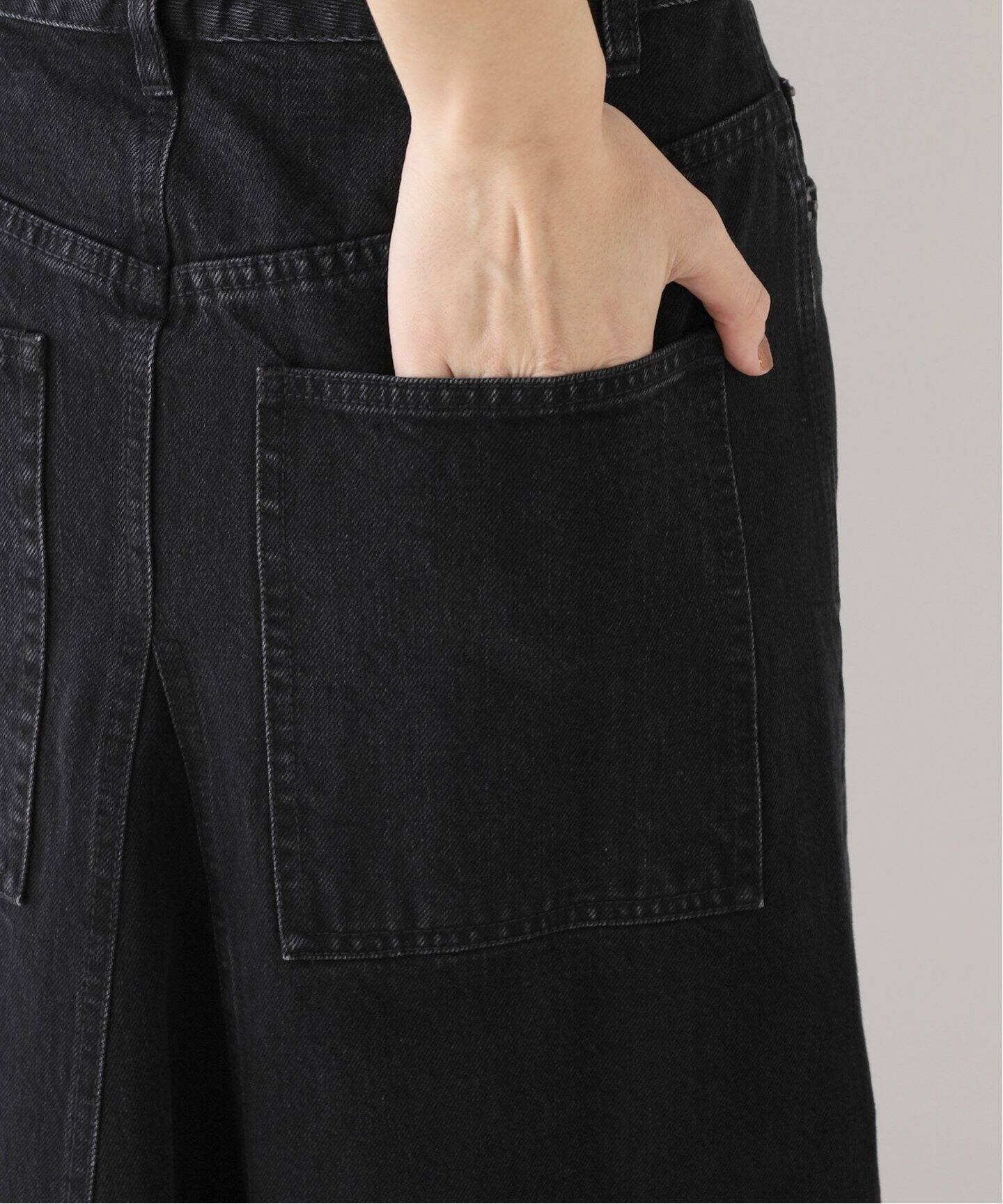TIBI /ティビ】 BLACK DENIM GODET マキシスカート（ロング・マキシ丈 